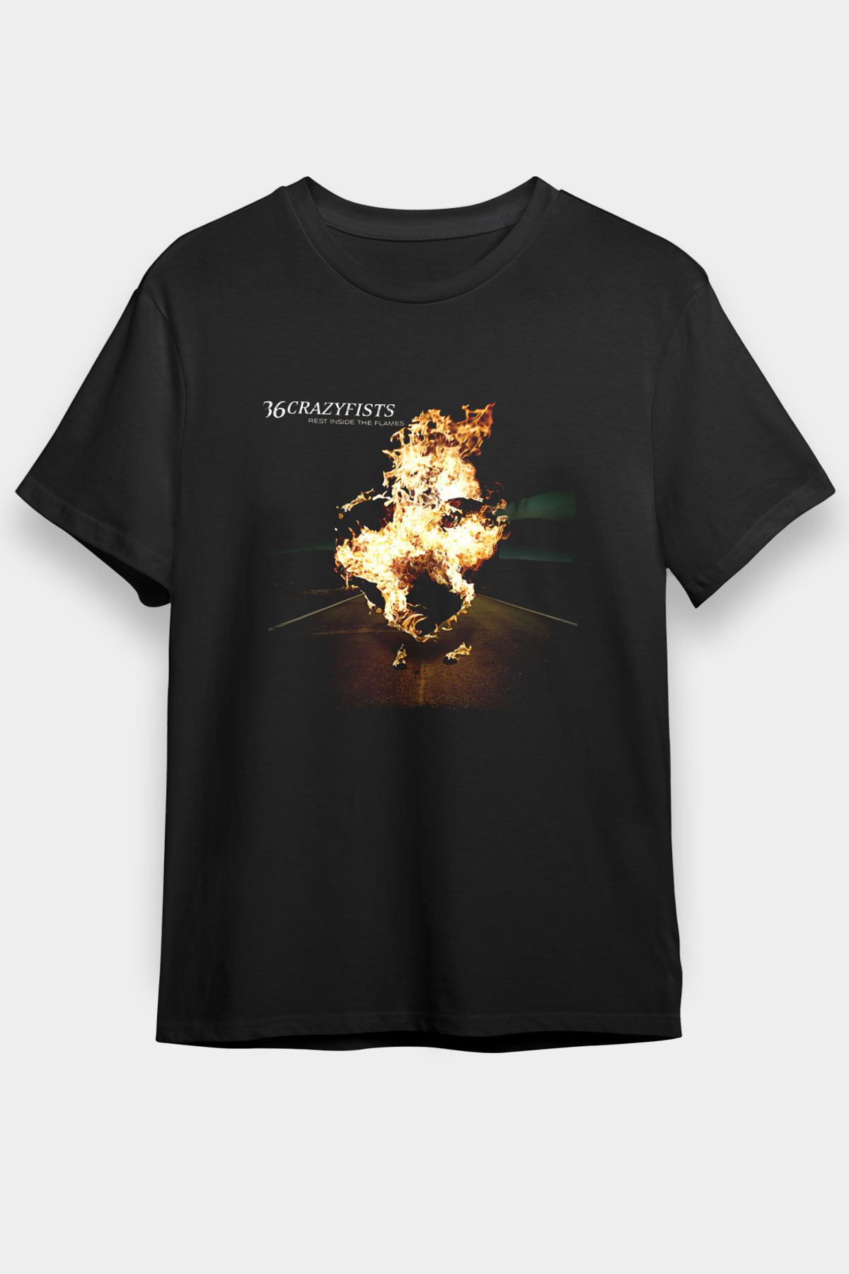 36 Crazyfists Baskılı Unisex Siyah Tişört - Tshirt