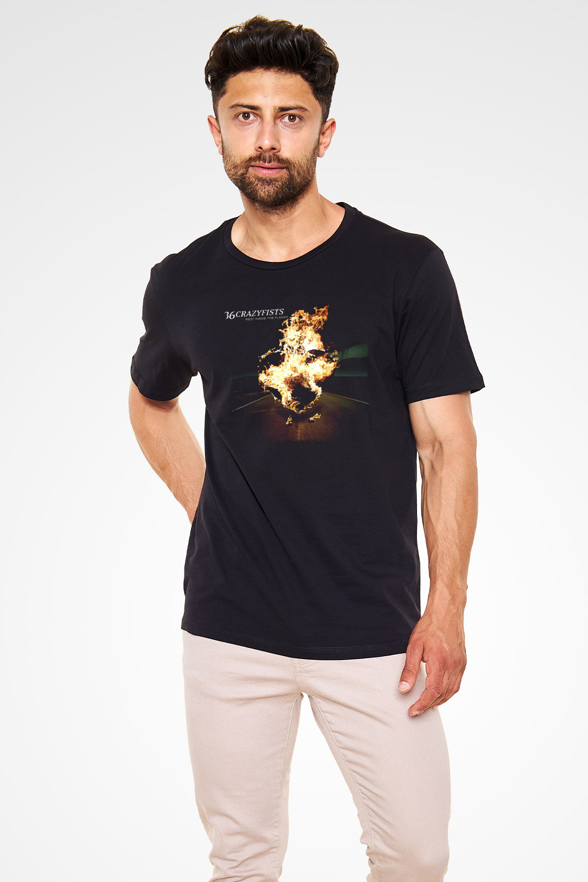 36 Crazyfists Baskılı Unisex Siyah Tişört - Tshirt