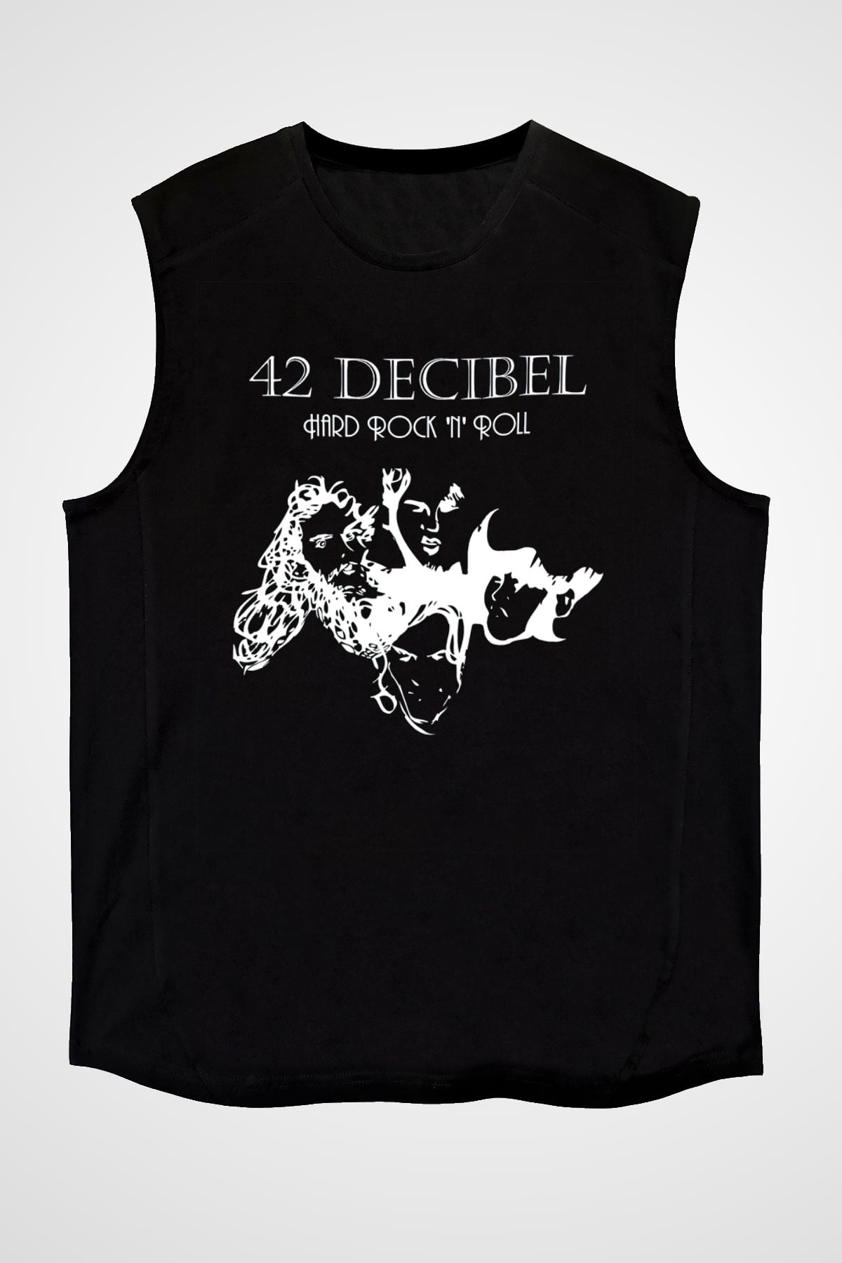 42 Decibel Siyah Unisex Kolsuz Tişört