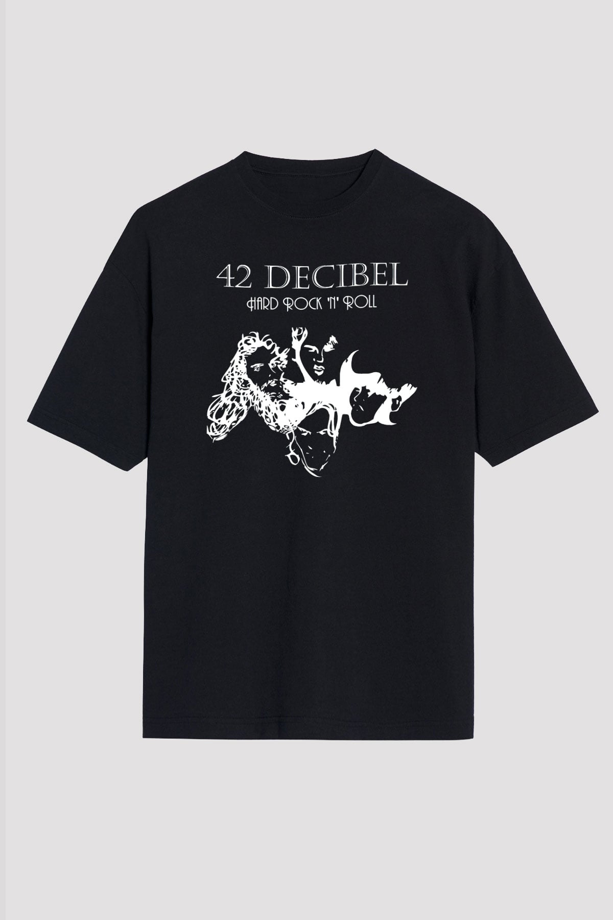42 Decibel Siyah Unisex Oversize Tişört T-Shirt