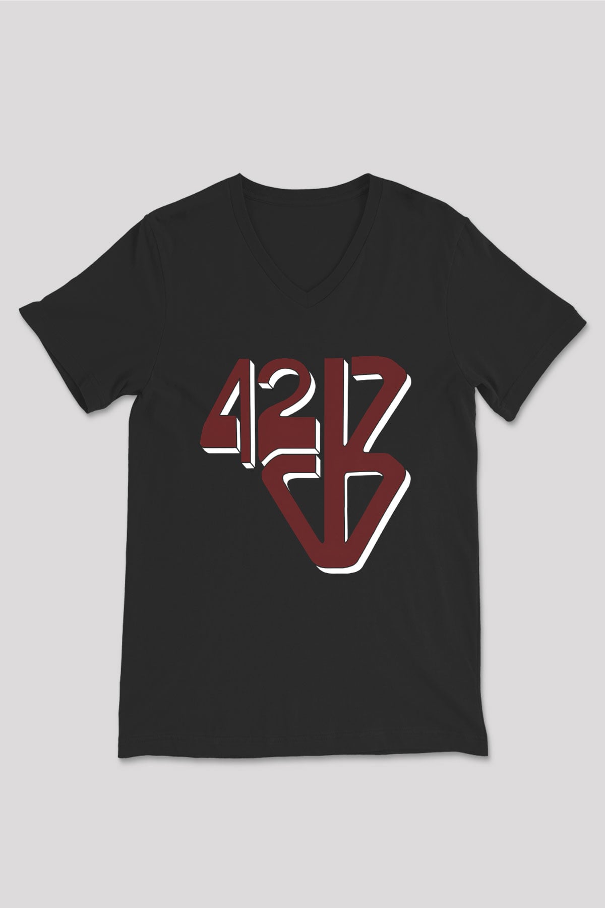 42 Decibel Siyah Unisex V Yaka Tişört T-Shirt