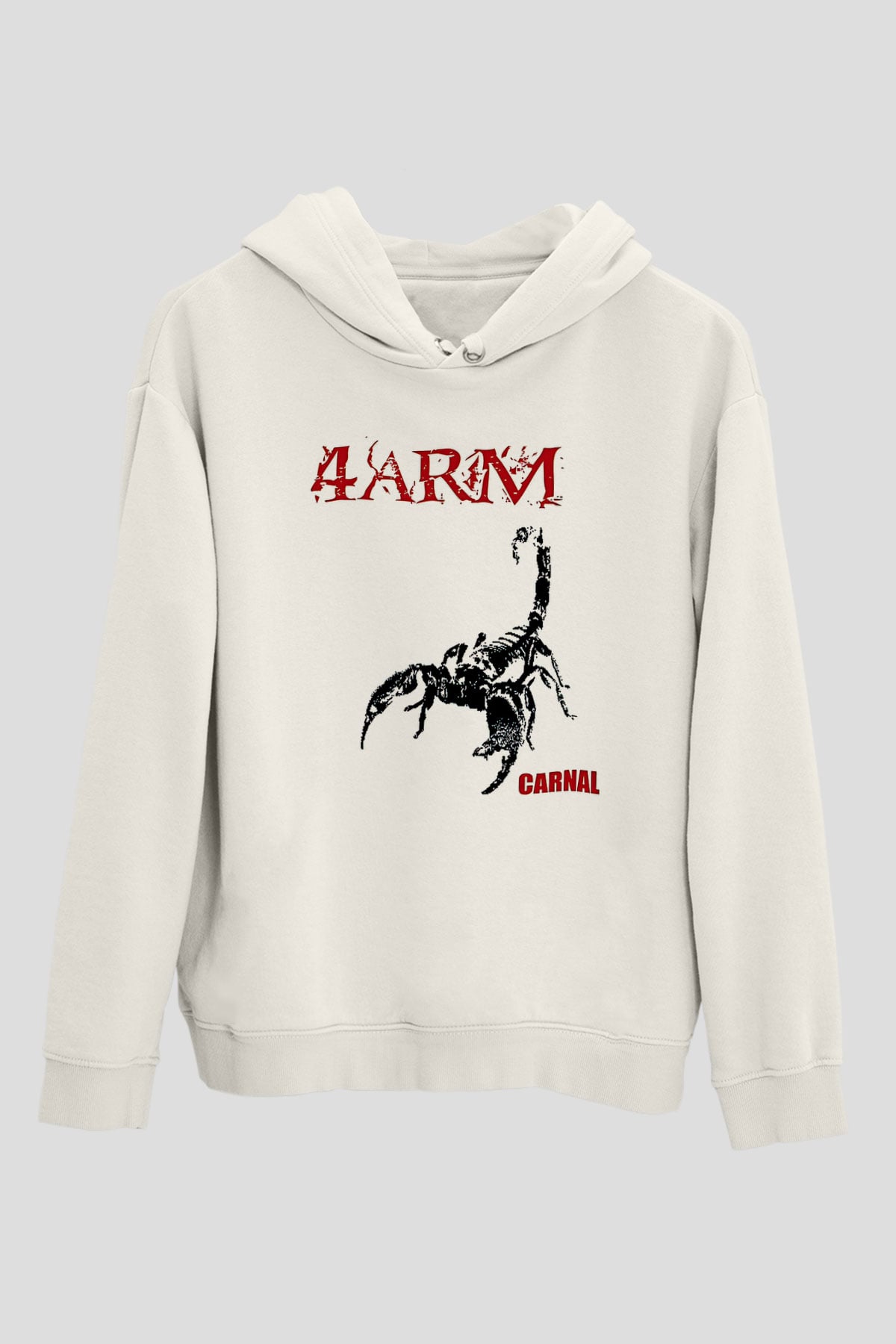 4arm Baskılı Beyaz Unisex Kapüşonlu Sweatshirt