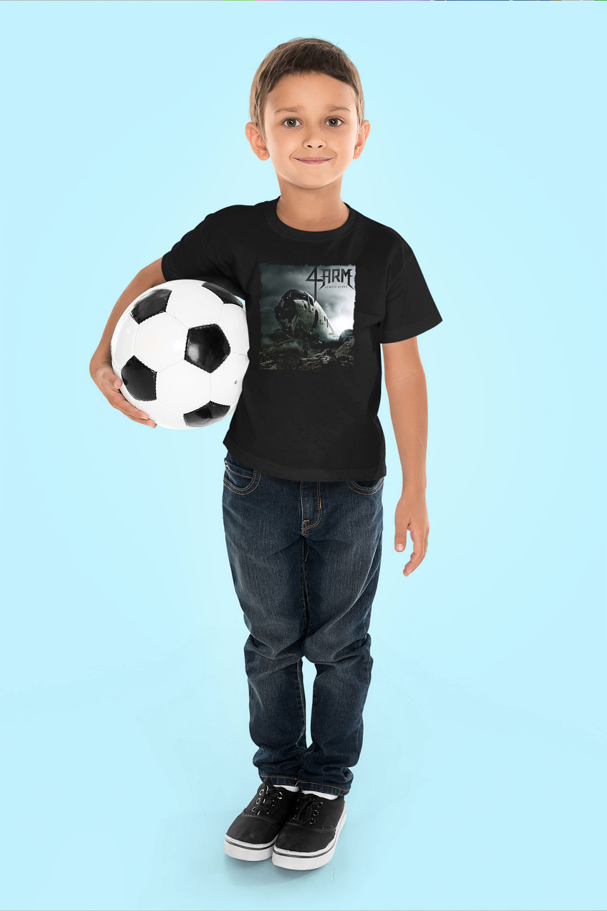 4arm Baskılı Unisex Siyah Çocuk Tişört - Tshirt
