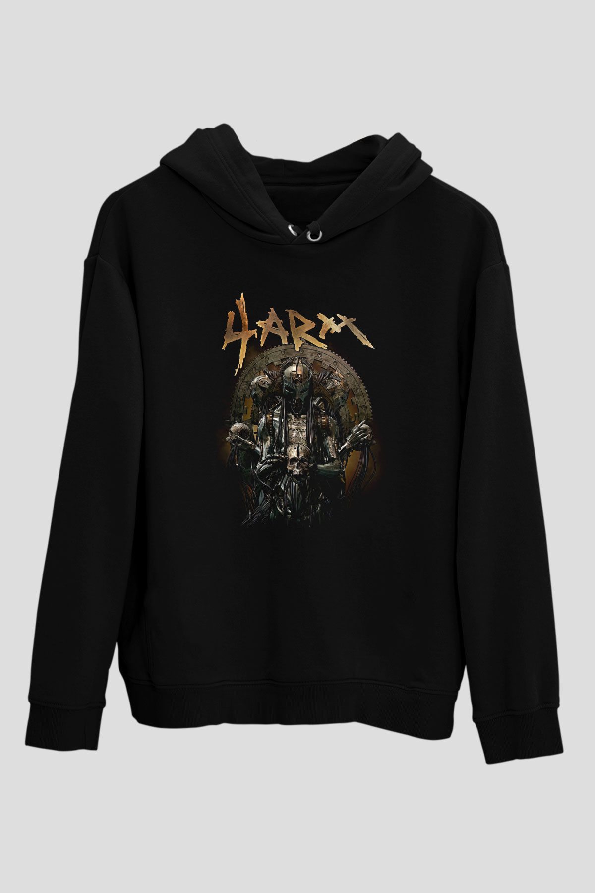 4arm Baskılı Unisex Siyah Hoodie