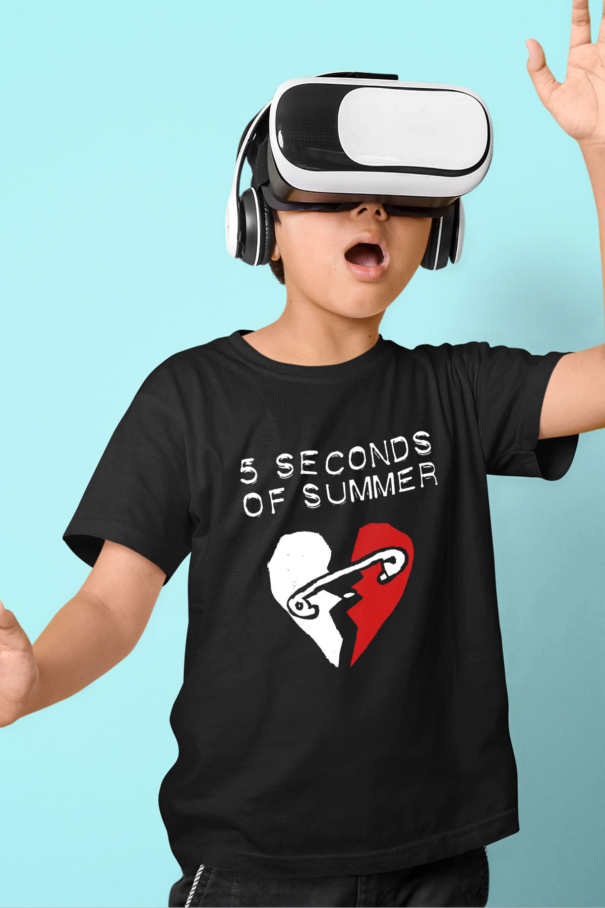5 Seconds Of Summer Baskılı Siyah Unisex Çocuk Tişört