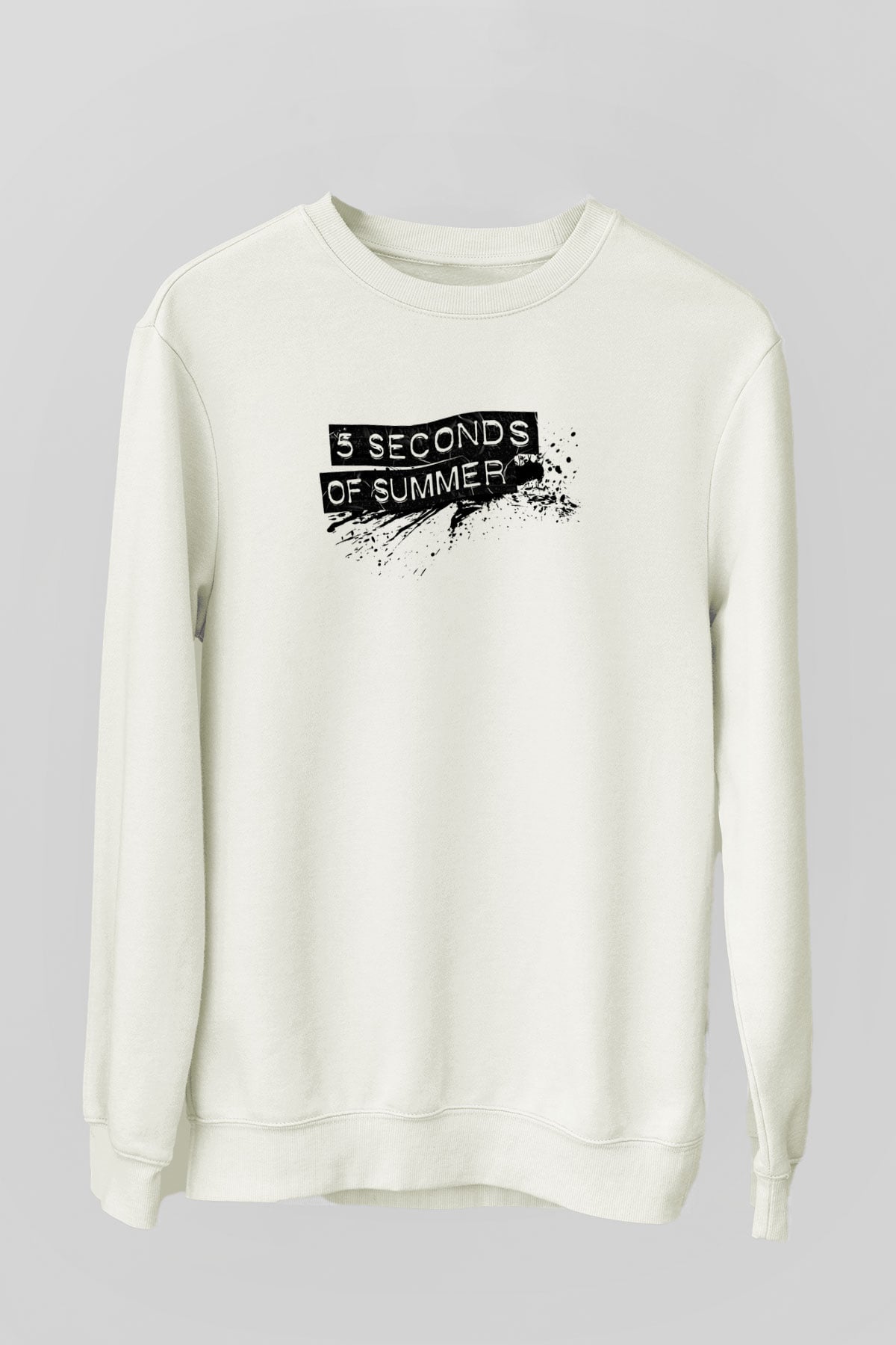 5 Seconds Of Summer Baskılı Unisex Beyaz Sweatshirt