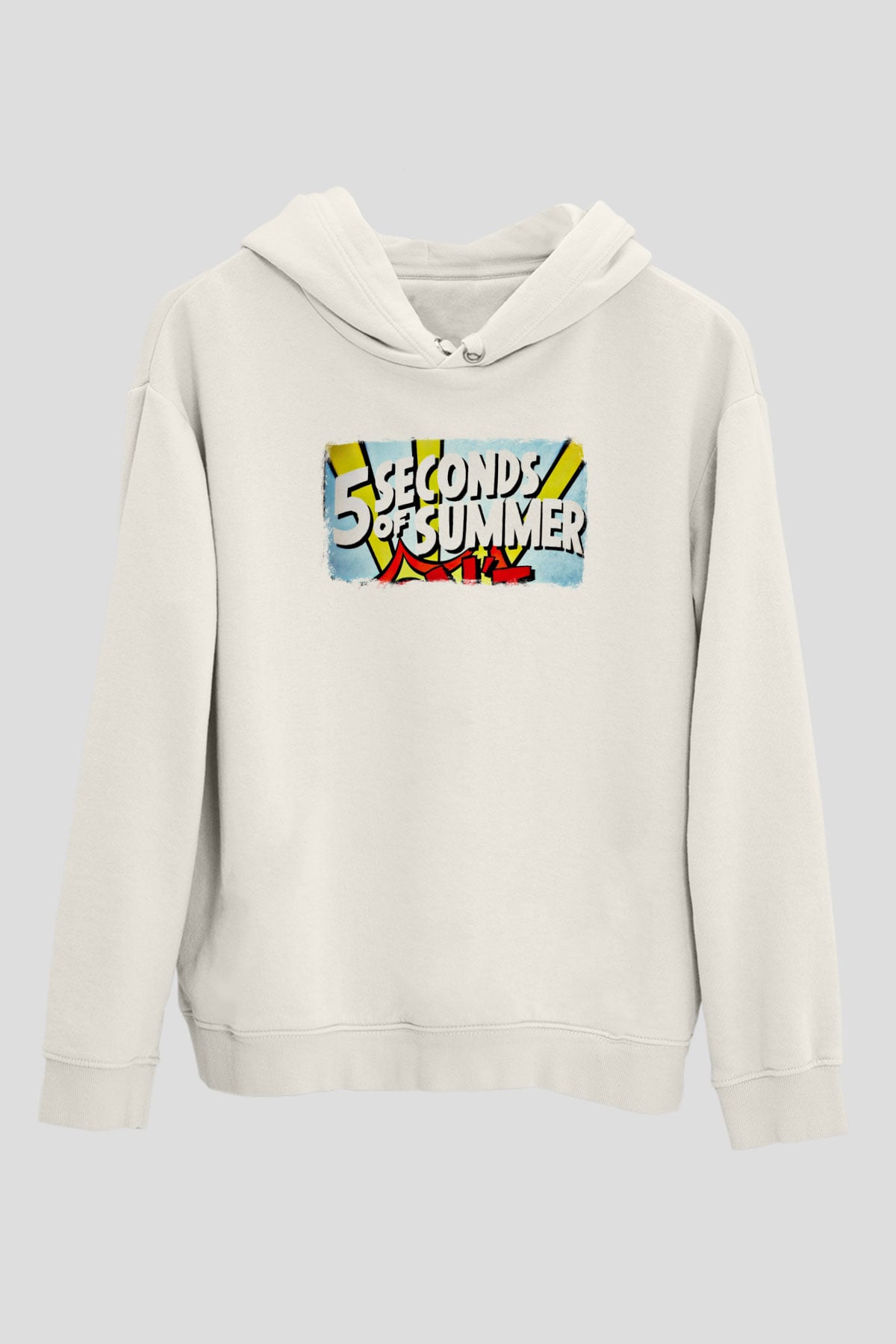 5 Seconds Of Summer Baskılı Unisex Beyaz Hoodie