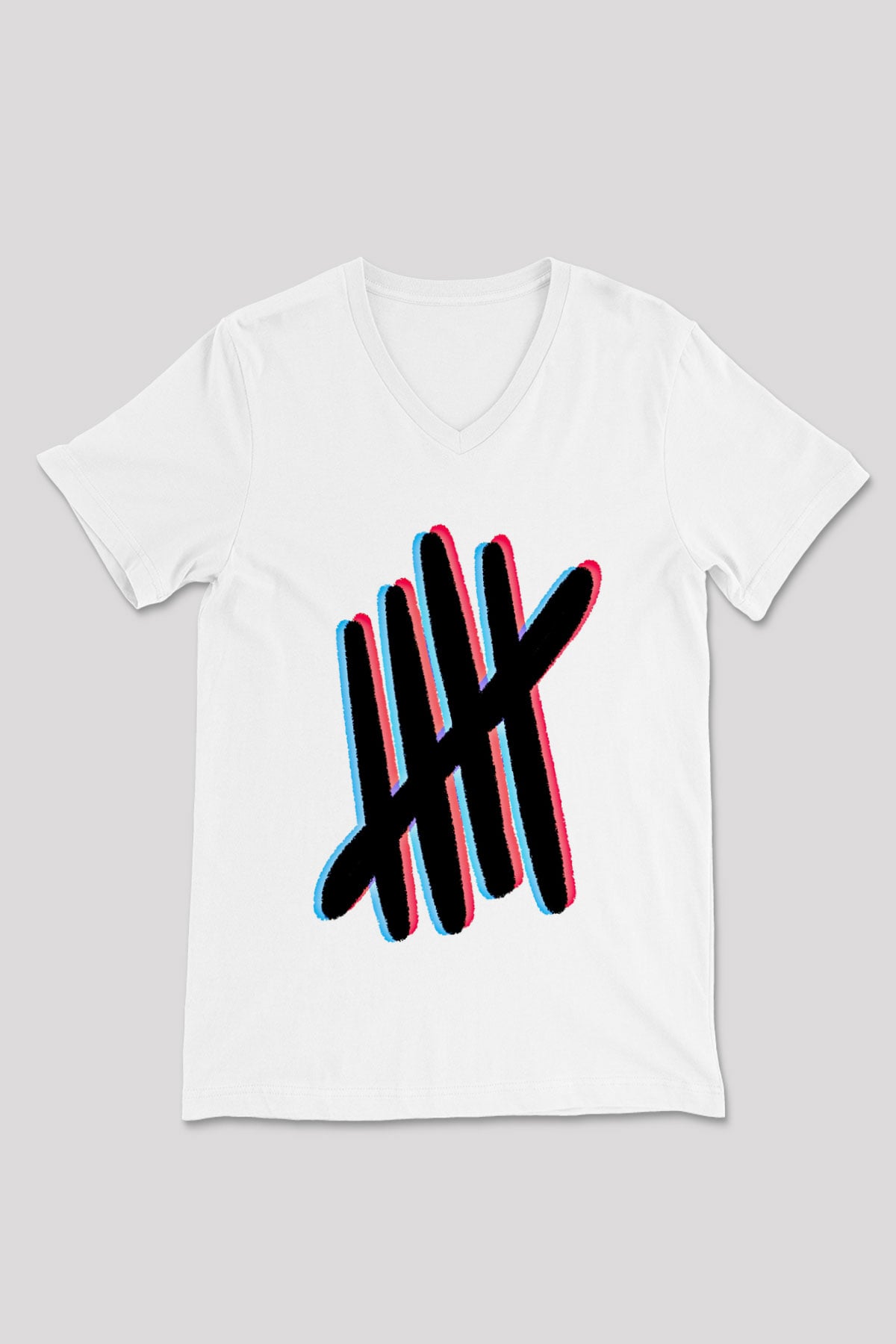 5 Seconds Of Summer Baskılı Unisex Beyaz V Yaka Tişört