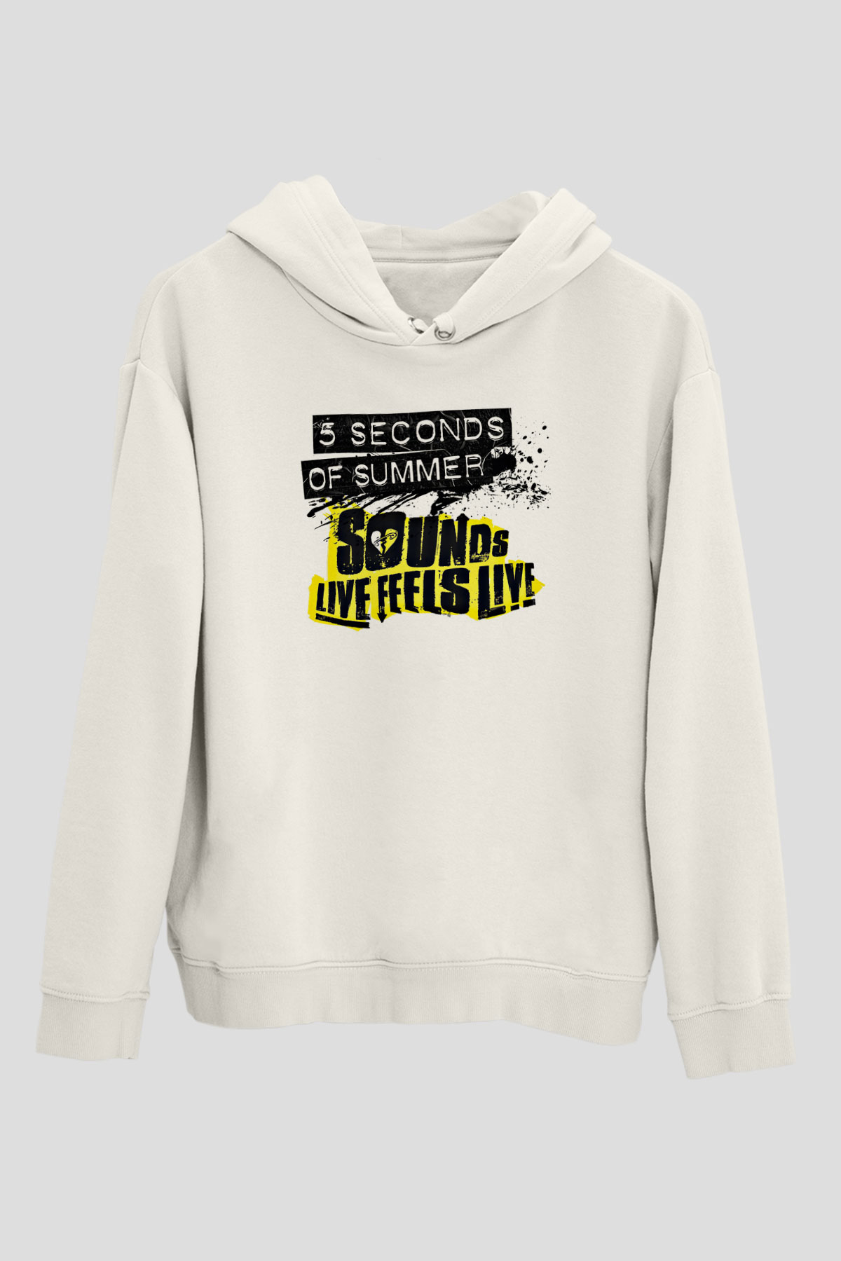 5 Seconds Of Summer Baskılı Unisex Beyaz Hoodie