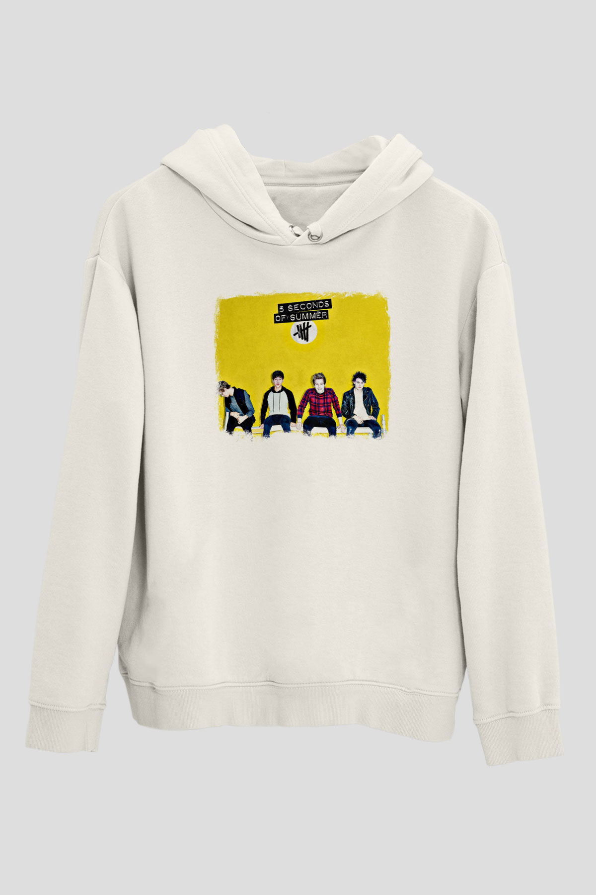 5 Seconds Of Summer Baskılı Unisex Beyaz Hoodie