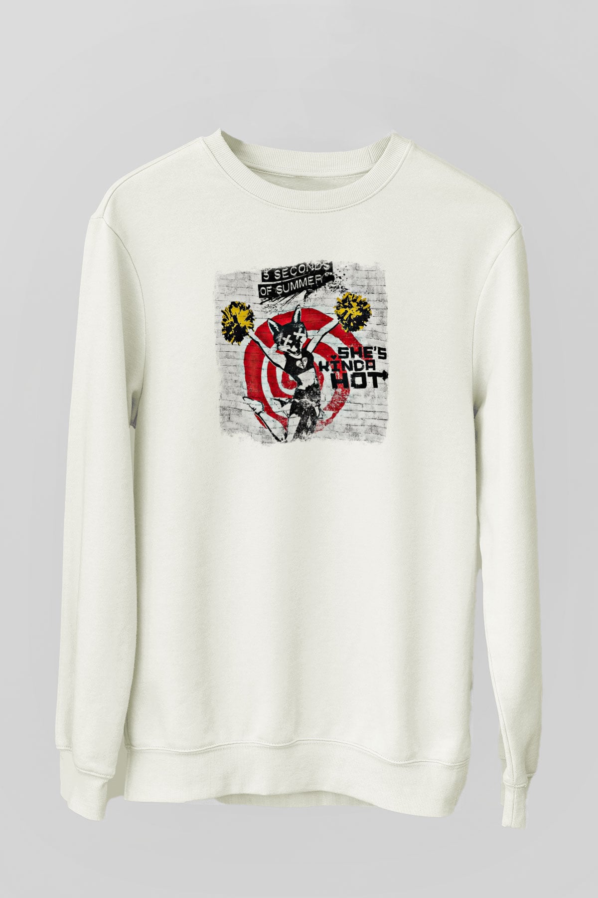 5 Seconds Of Summer Baskılı Unisex Beyaz Sweatshirt