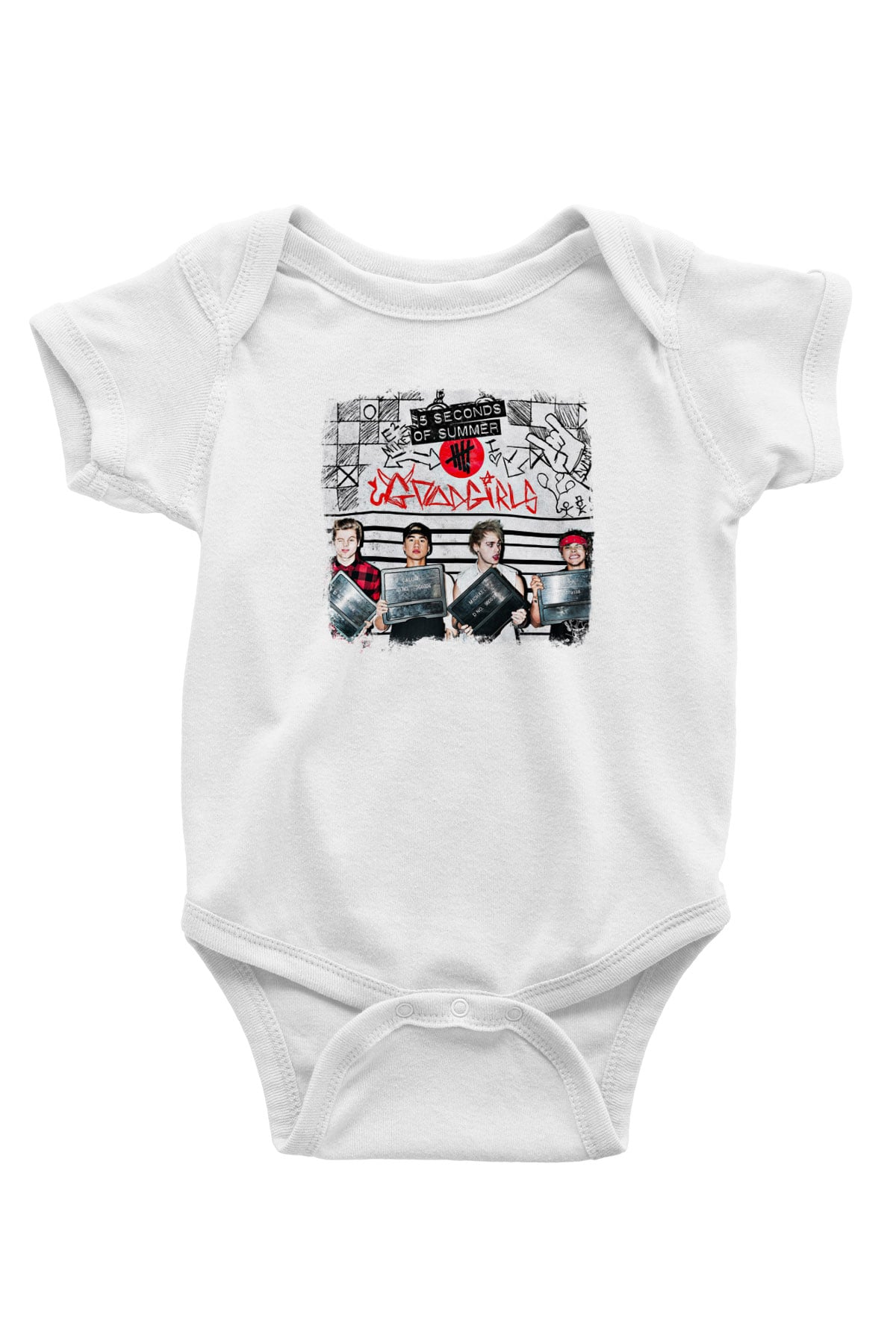 5 Seconds Of Summer Baskılı Unisex Beyaz Bebek Body - Zıbın