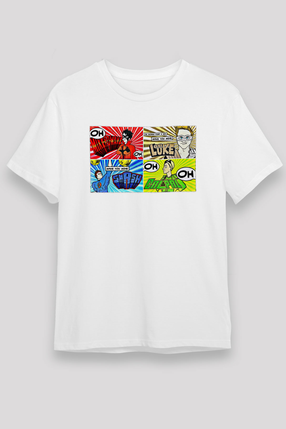5 Seconds Of Summer Baskılı Unisex Beyaz Tişört