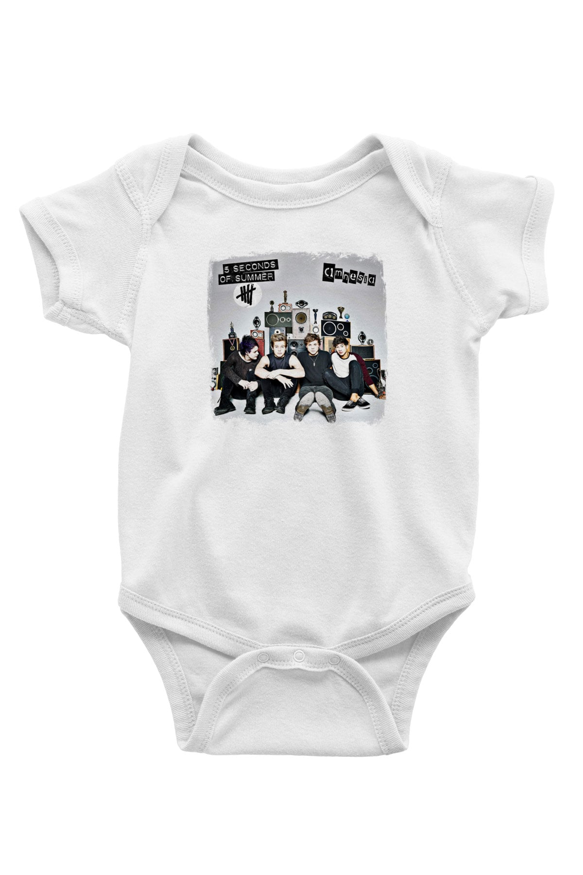 5 Seconds Of Summer Baskılı Unisex Beyaz Bebek Body - Zıbın