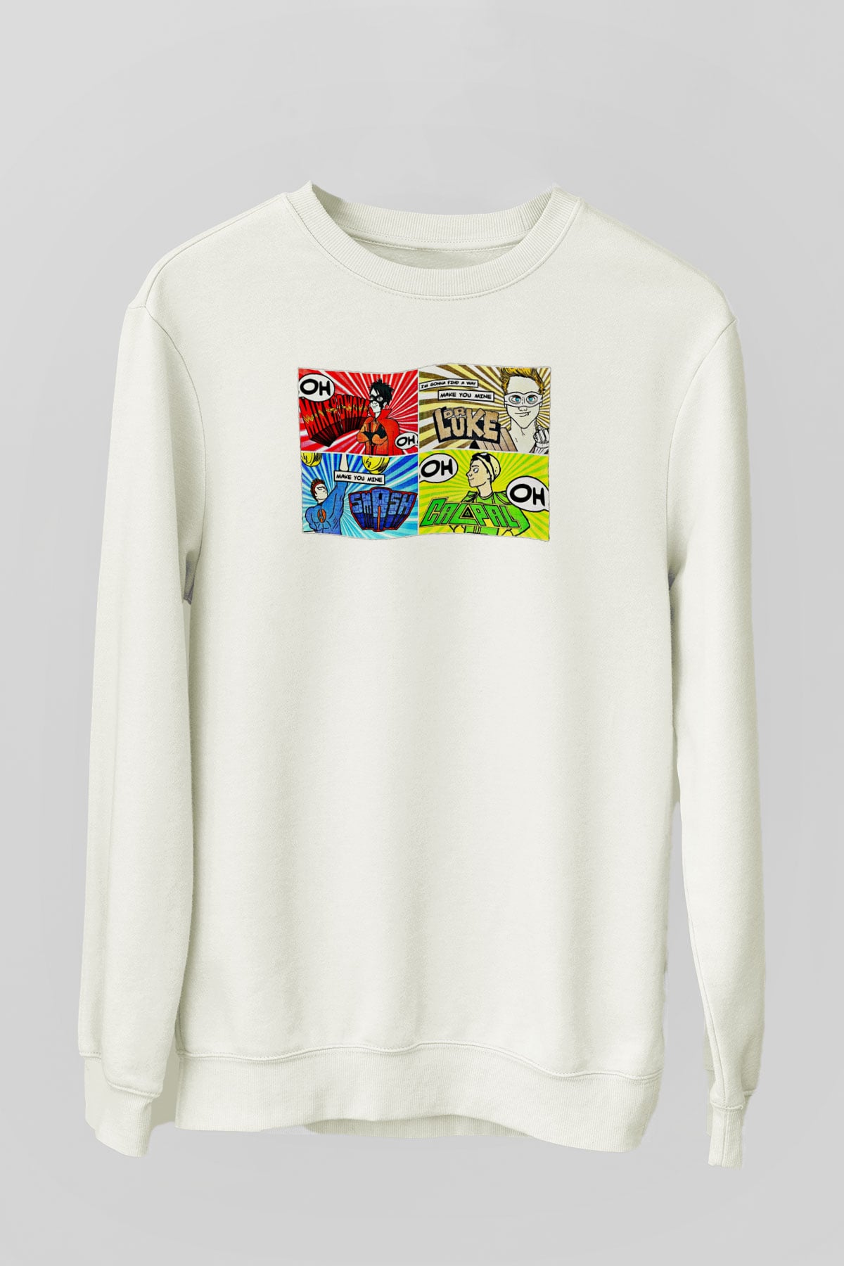 5 Seconds Of Summer Baskılı Unisex Beyaz Sweatshirt