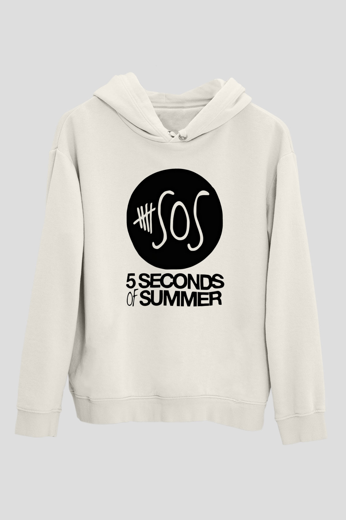 5 Seconds Of Summer Baskılı Unisex Beyaz Hoodie