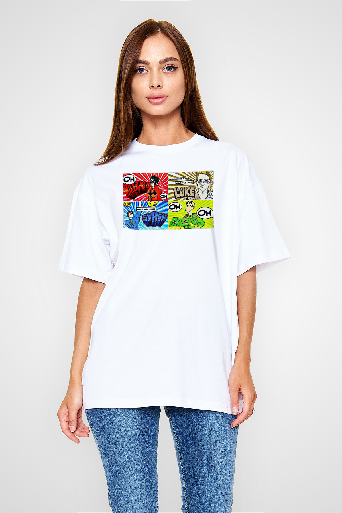 5 Seconds Of Summer Baskılı Unisex Beyaz Oversize Tişört