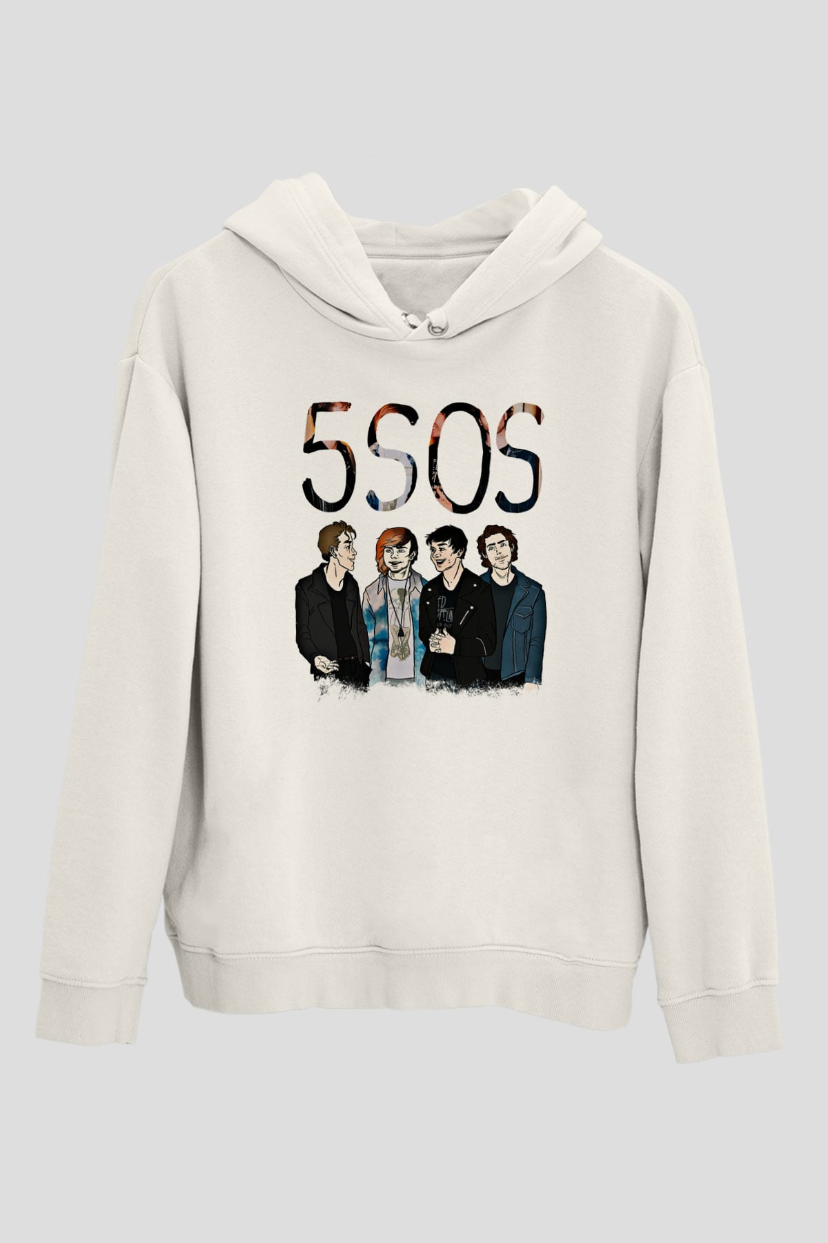 5 Seconds Of Summer Baskılı Unisex Beyaz Hoodie