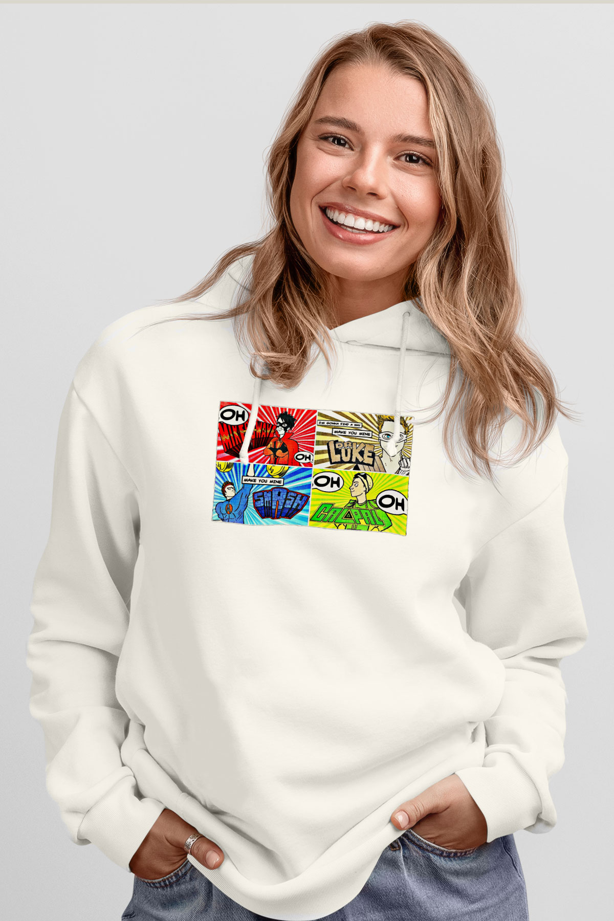 5 Seconds Of Summer Baskılı Unisex Beyaz Hoodie
