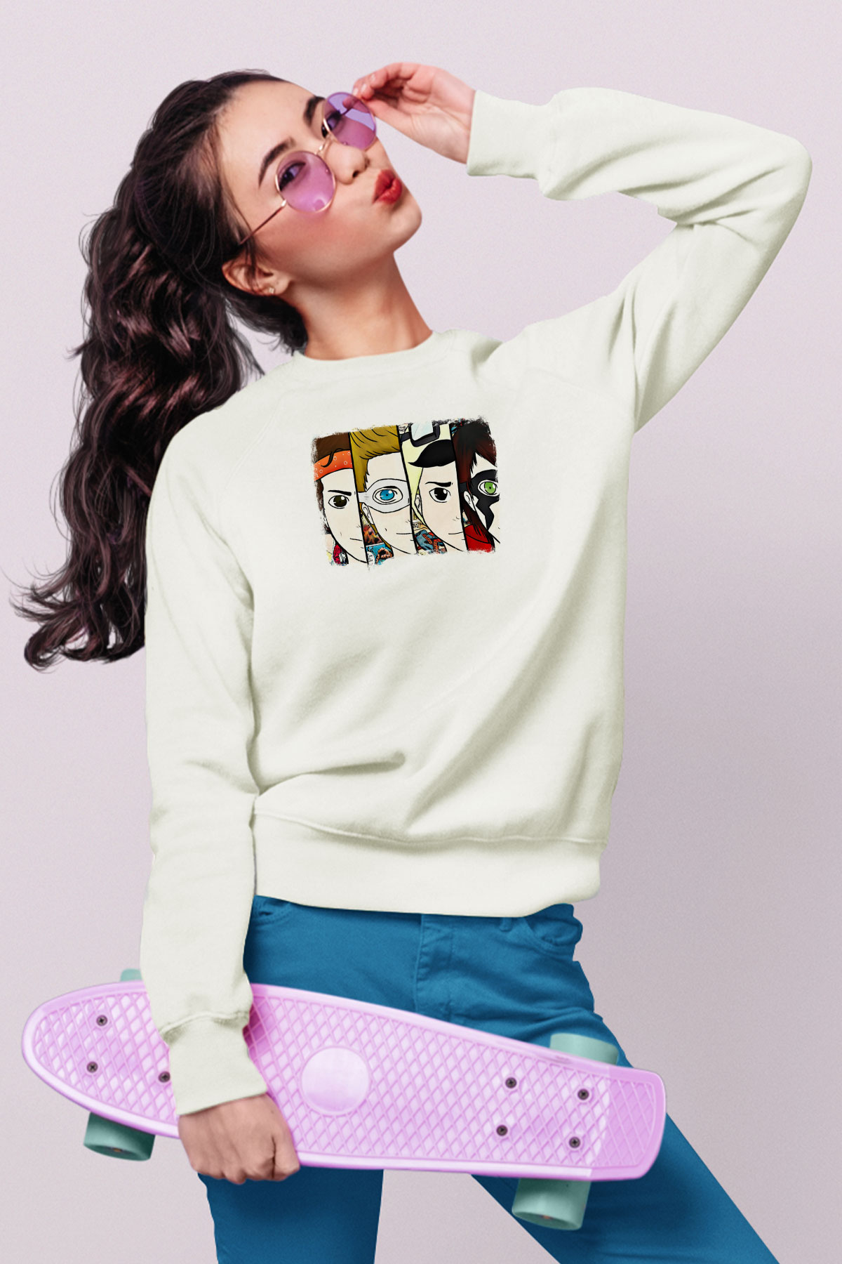 5 Seconds Of Summer Baskılı Unisex Beyaz Sweatshirt
