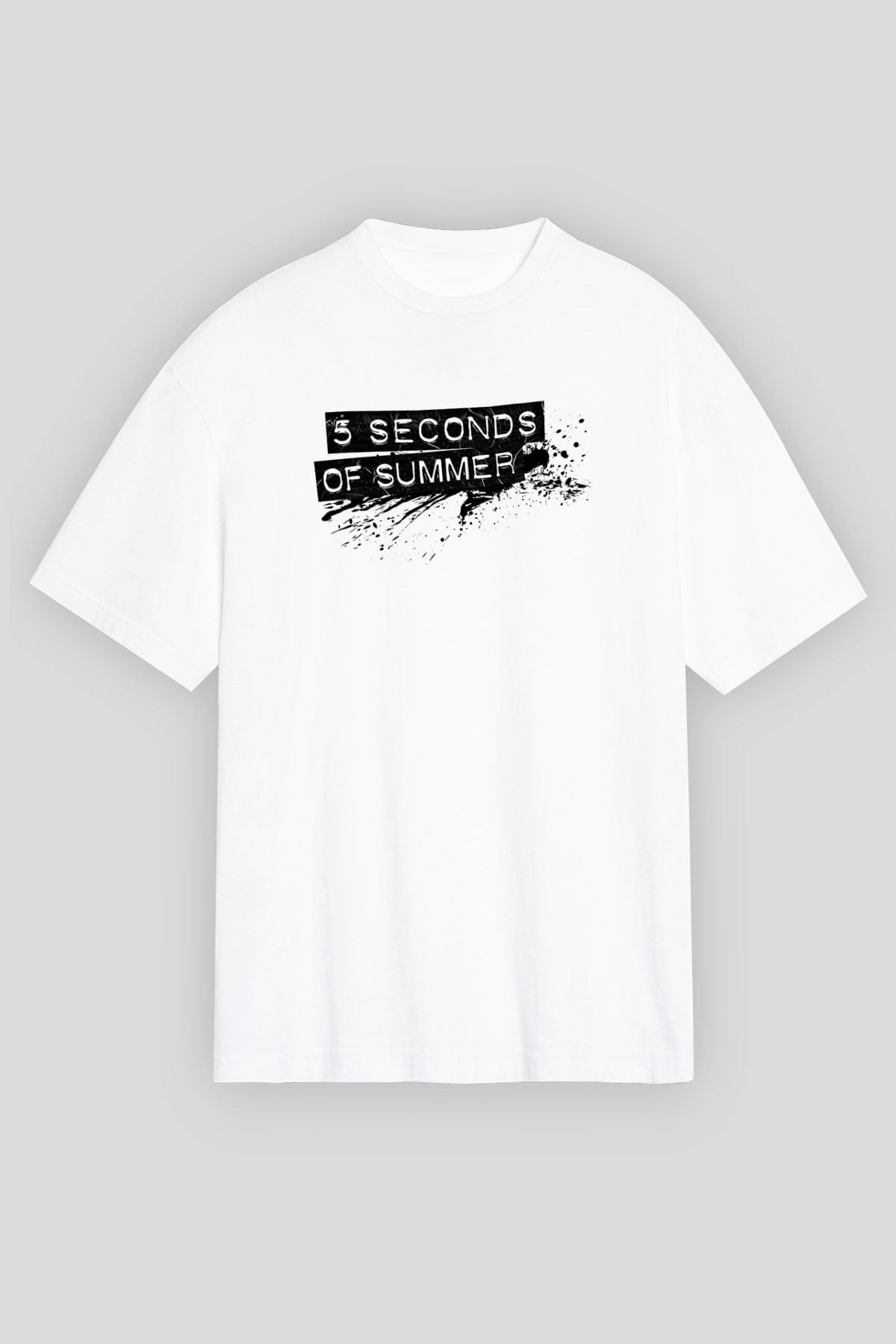 5 Seconds Of Summer Baskılı Unisex Beyaz Oversize Tişört