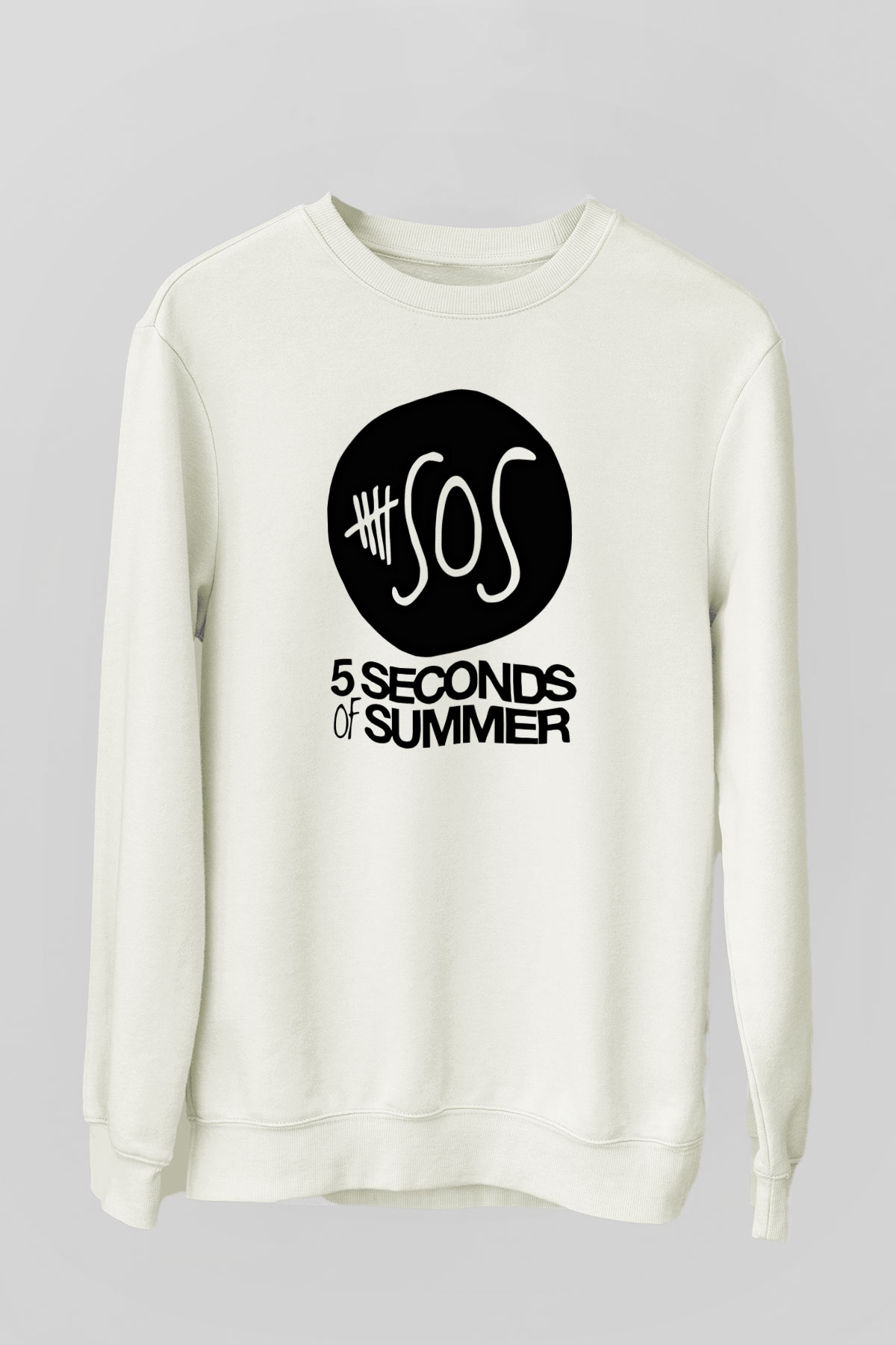 5 Seconds Of Summer Baskılı Unisex Beyaz Sweatshirt