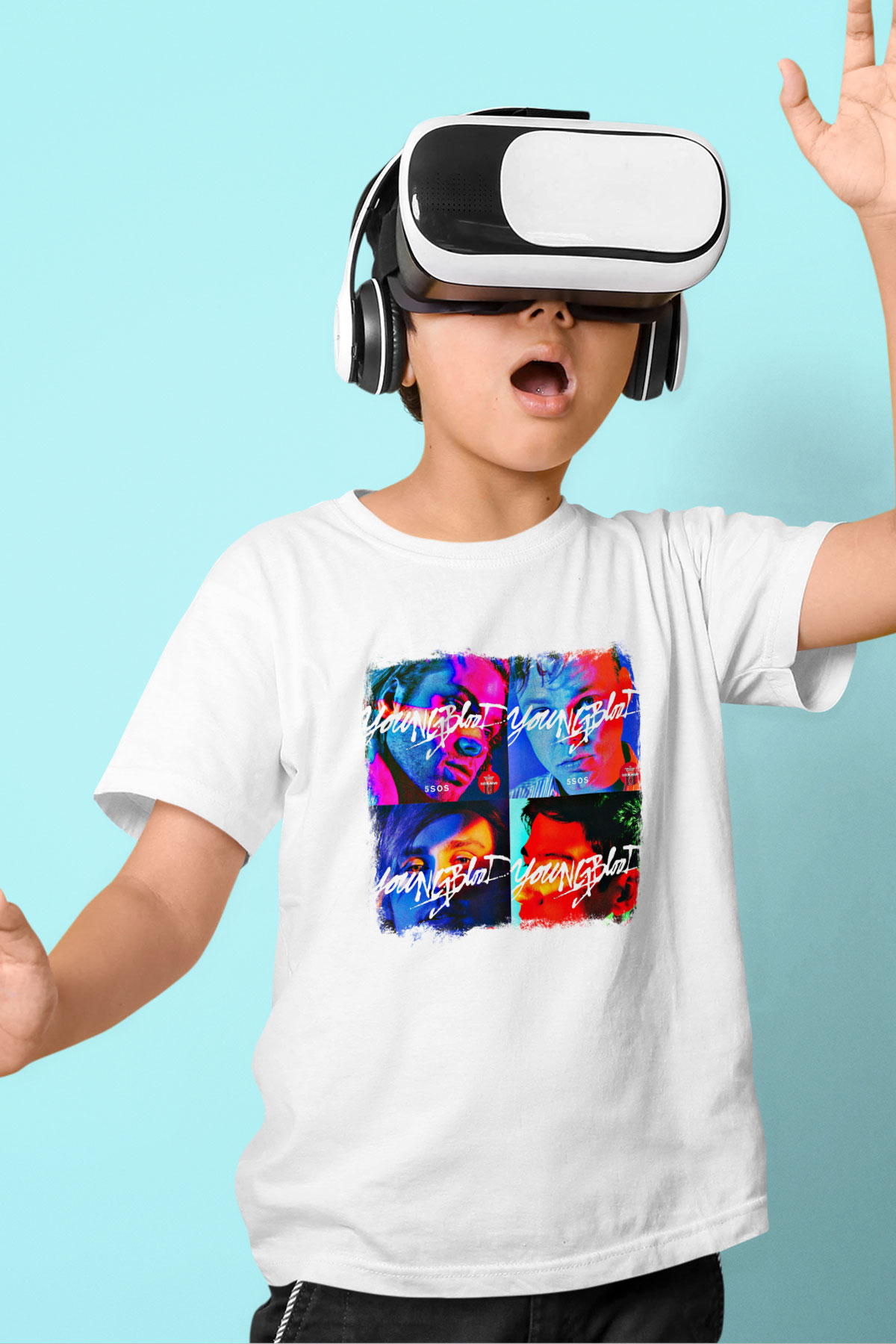 5 Seconds Of Summer Baskılı Unisex Beyaz Çocuk Tişört