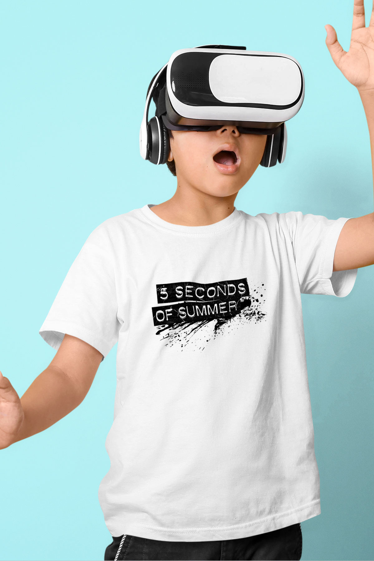 5 Seconds Of Summer Baskılı Unisex Beyaz Çocuk Tişört