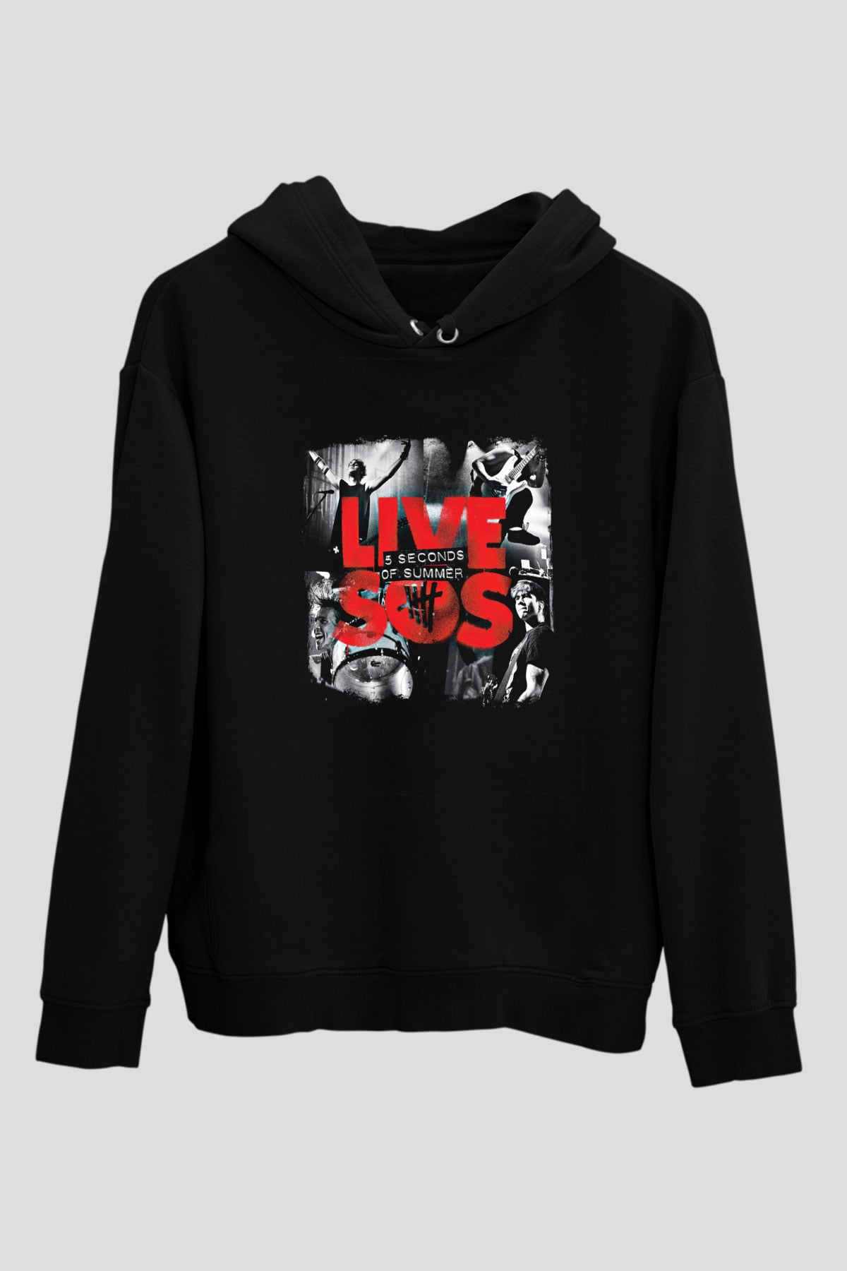 5 Seconds Of Summer Baskılı Unisex Siyah Hoodie
