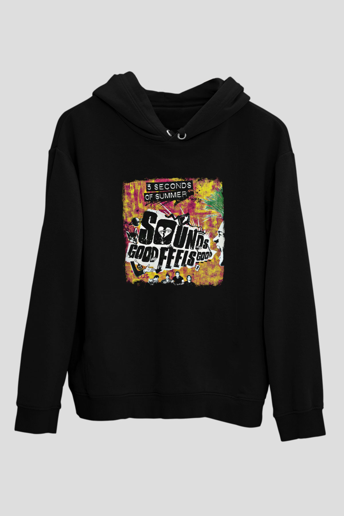 5 Seconds Of Summer Baskılı Unisex Siyah Hoodie