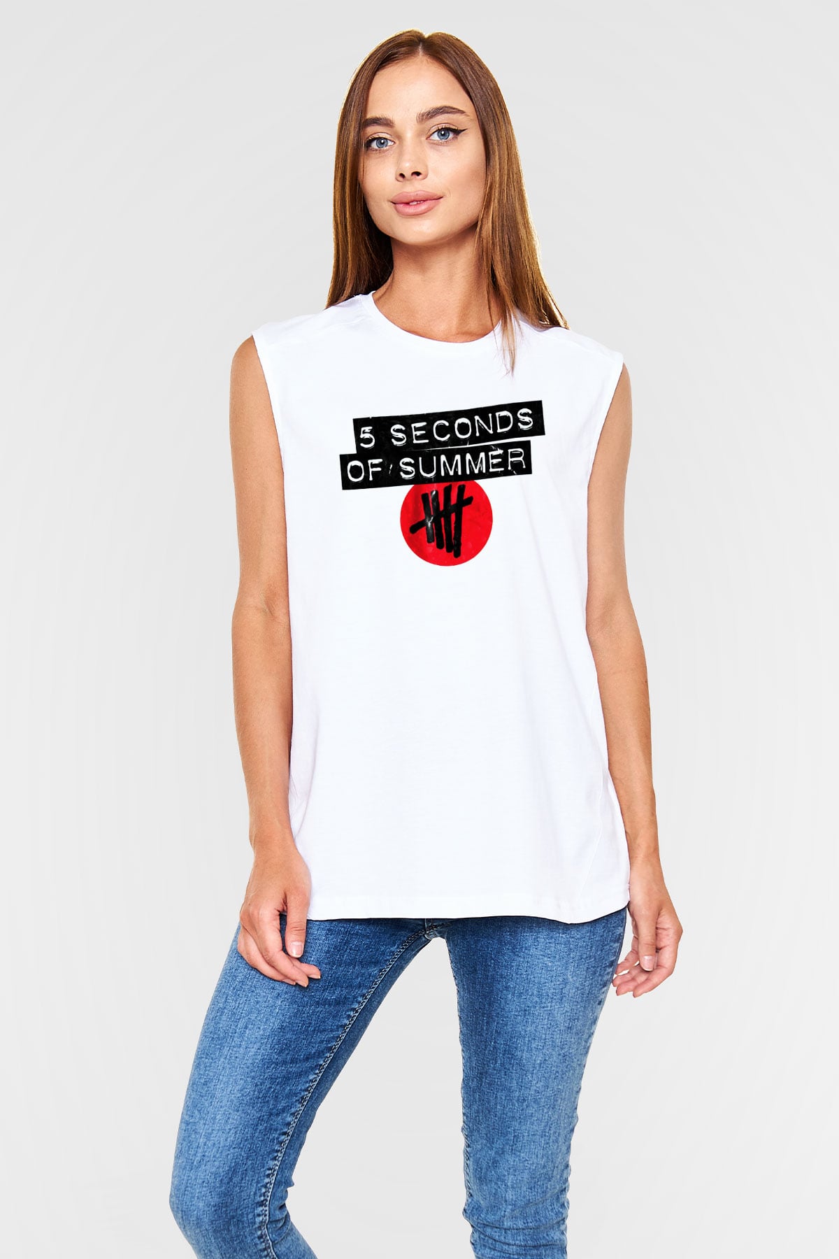 5 Seconds Of Summer Beyaz Unisex Kolsuz Tişört