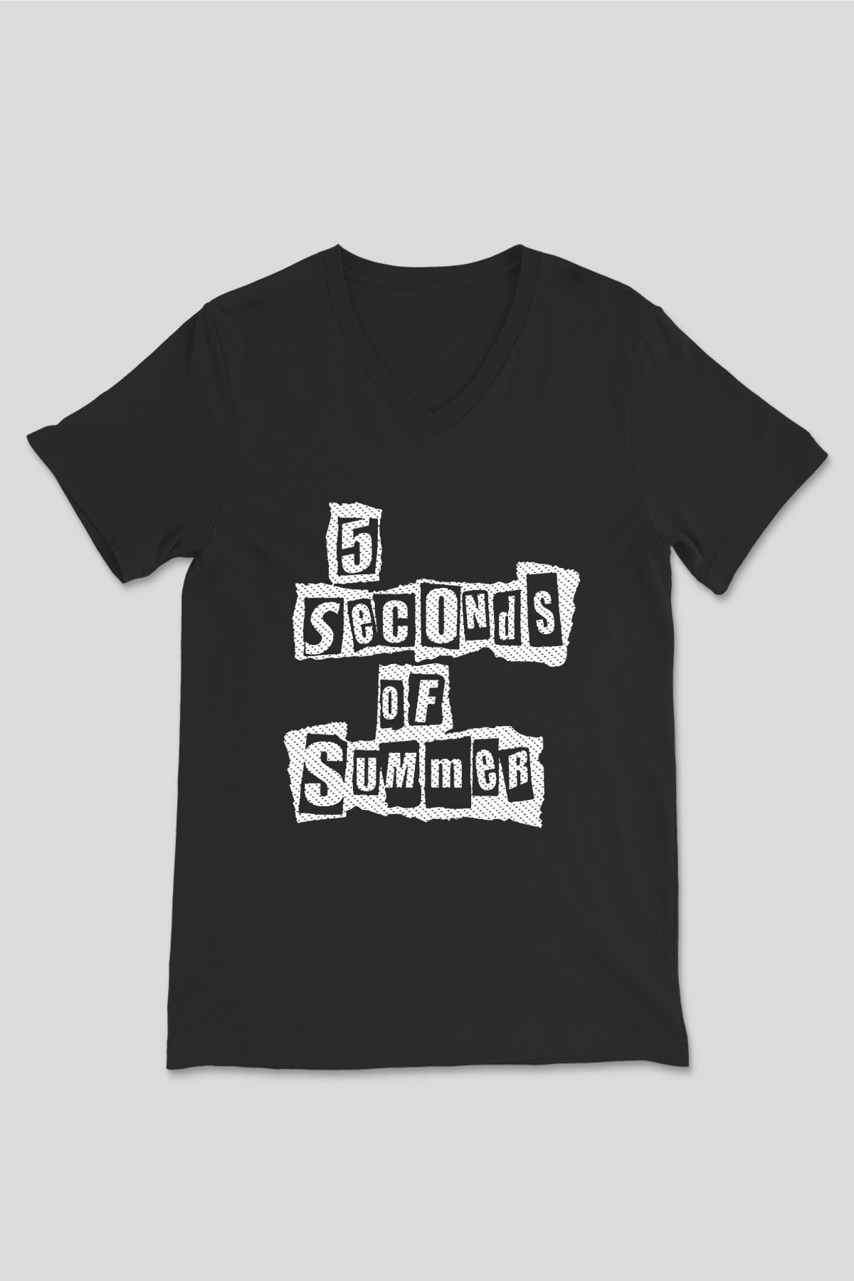 5 Seconds Of Summer Siyah Unisex V Yaka Tişört T-Shirt