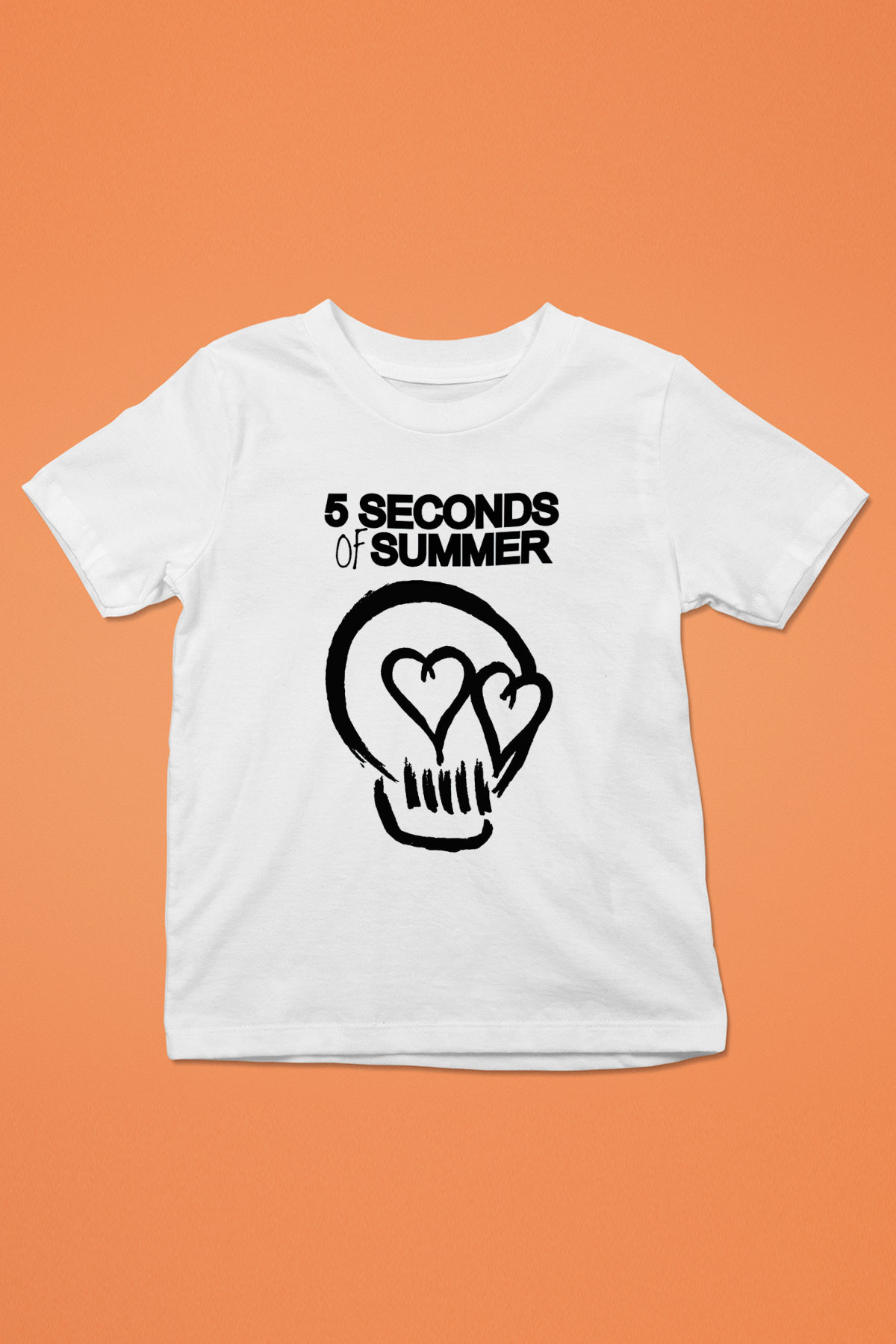 5 Seconds Of Summer Skull Logo Baskılı Beyaz Unisex Çocuk Tişört