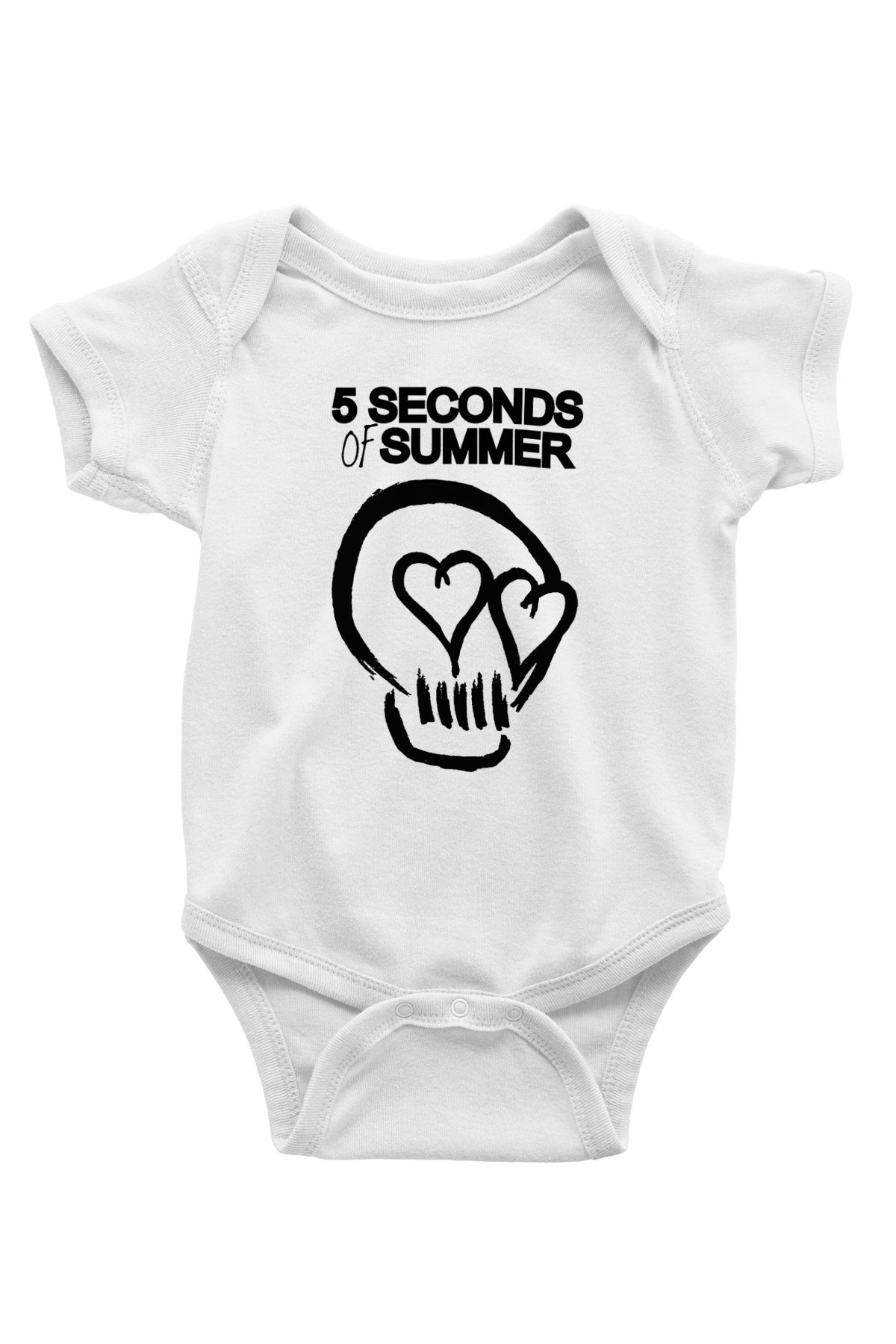 5 Seconds Of Summer Skull Logo Baskılı Beyaz Unisex Bebek Body - Zıbın