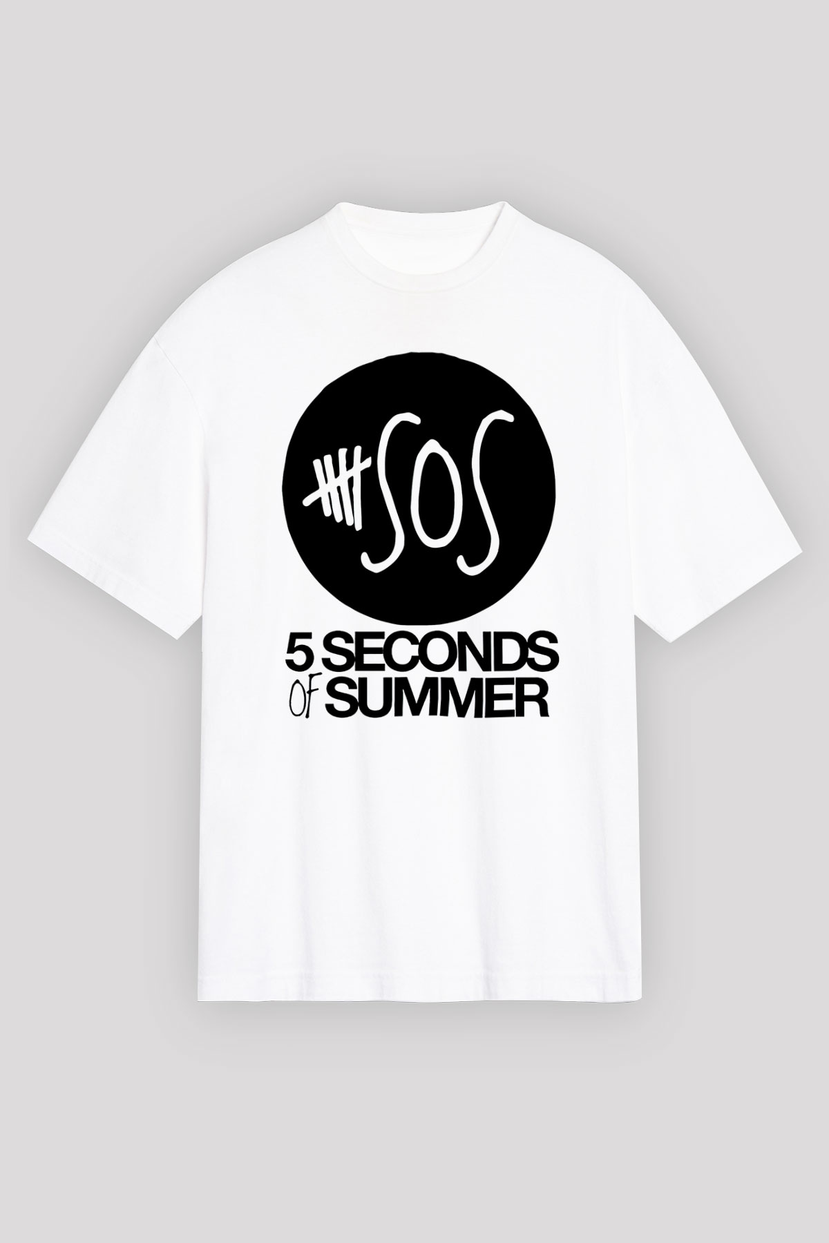 5 Seconds Of Summer SOS Logo Beyaz Unisex Oversize Tişört T-Shirt