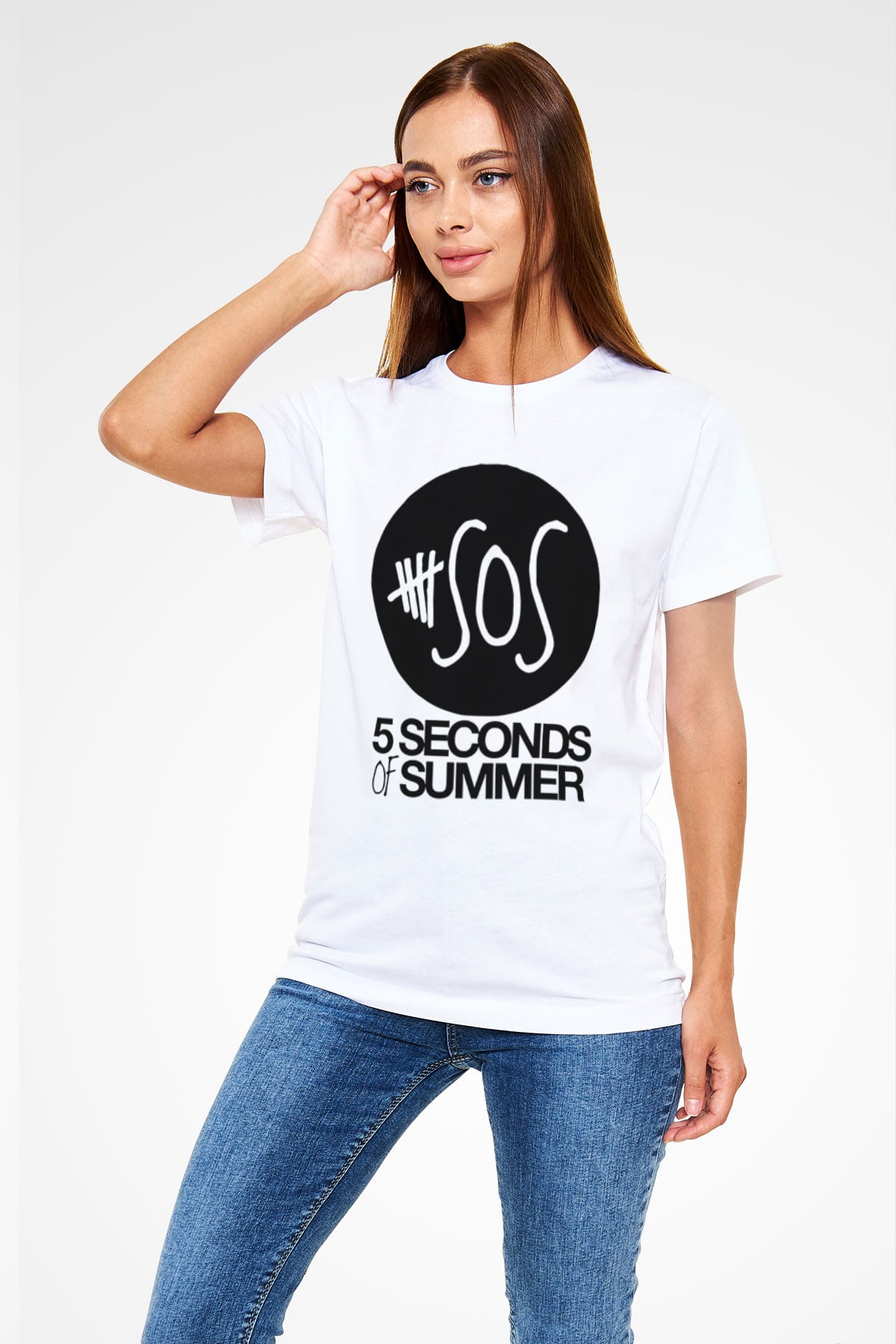 5 Seconds Of Summer SOS Logo Beyaz Unisex Tişört T-Shirt - TişörtFabrikası