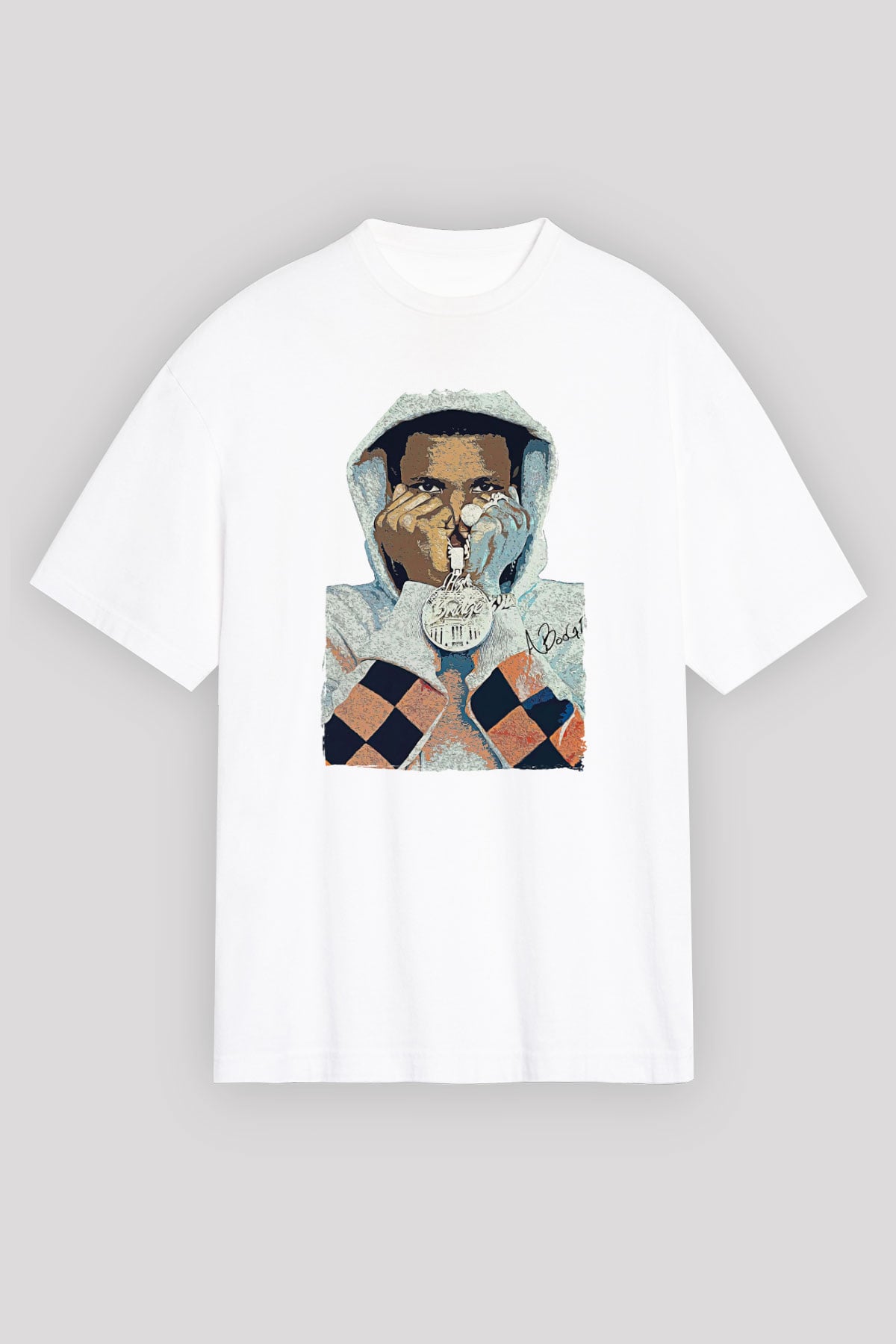 A Boosie Wit Da Hoodie Baskılı Beyaz Unisex Oversize Tişört - Tshirt