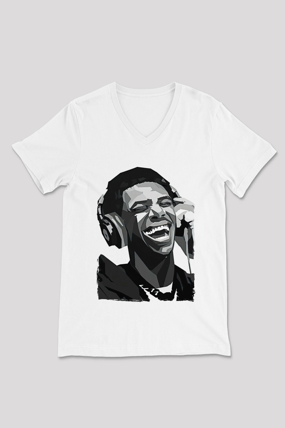 A Boosie Wit Da Hoodie Baskılı Beyaz Unisex V Yaka Tişört - Tshirt