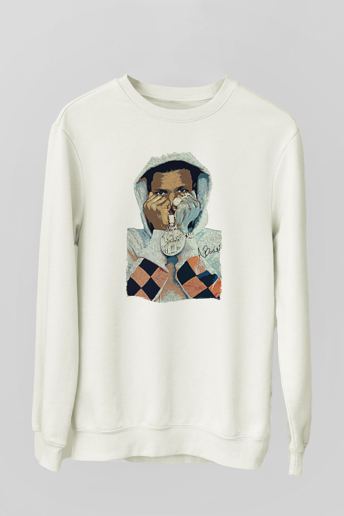 A Boosie Wit Da Hoodie Baskılı Beyaz Unisex Sweatshirt