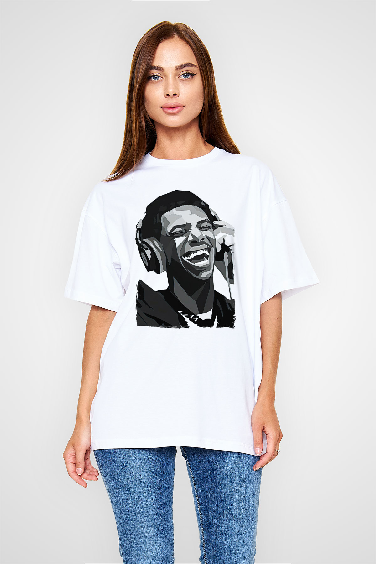 A Boosie Wit Da Hoodie Baskılı Beyaz Unisex Oversize Tişört - Tshirt