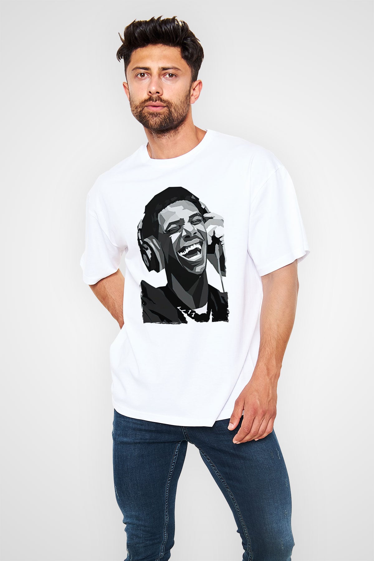 A Boosie Wit Da Hoodie Baskılı Beyaz Unisex Oversize Tişört - Tshirt
