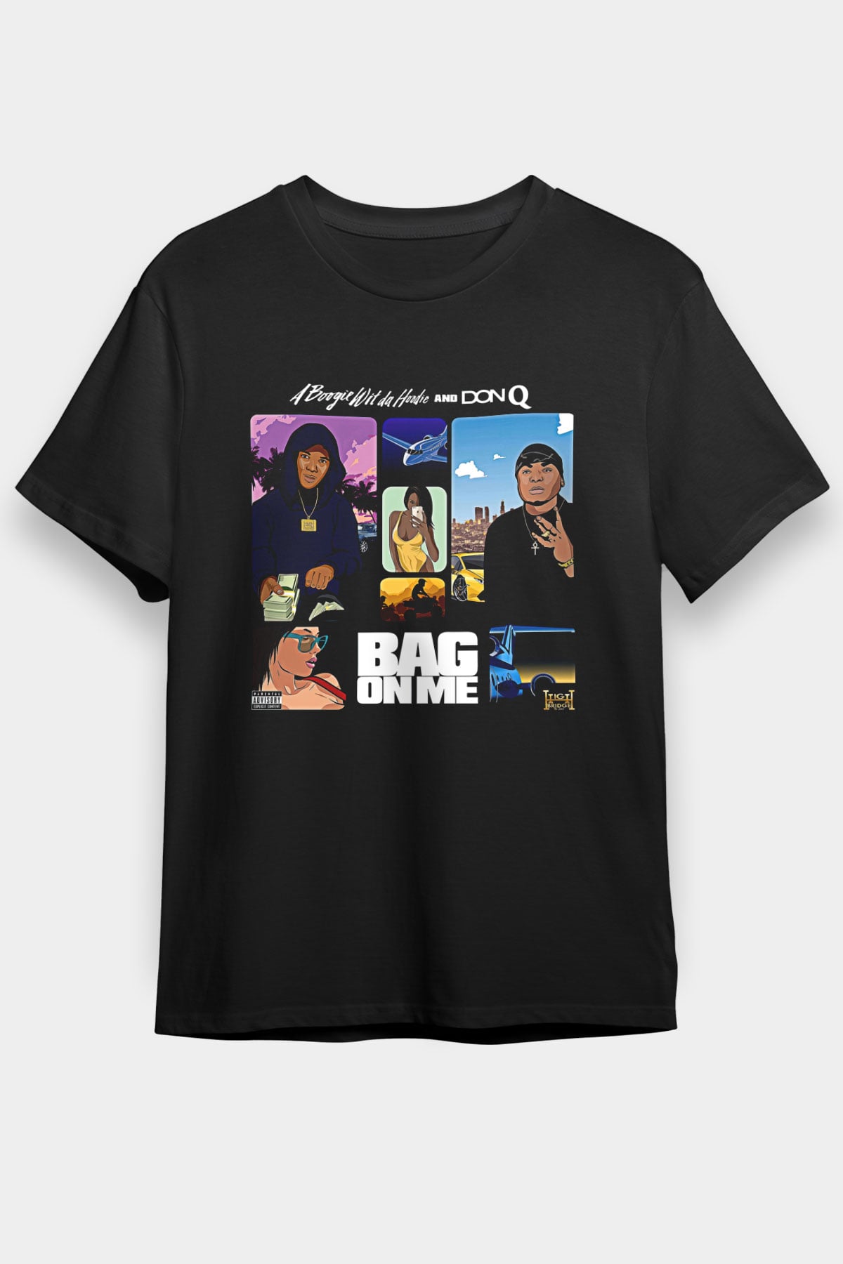 A Boosie Wit Da Hoodie Baskılı Unisex Siyah Tişört - Tshirt