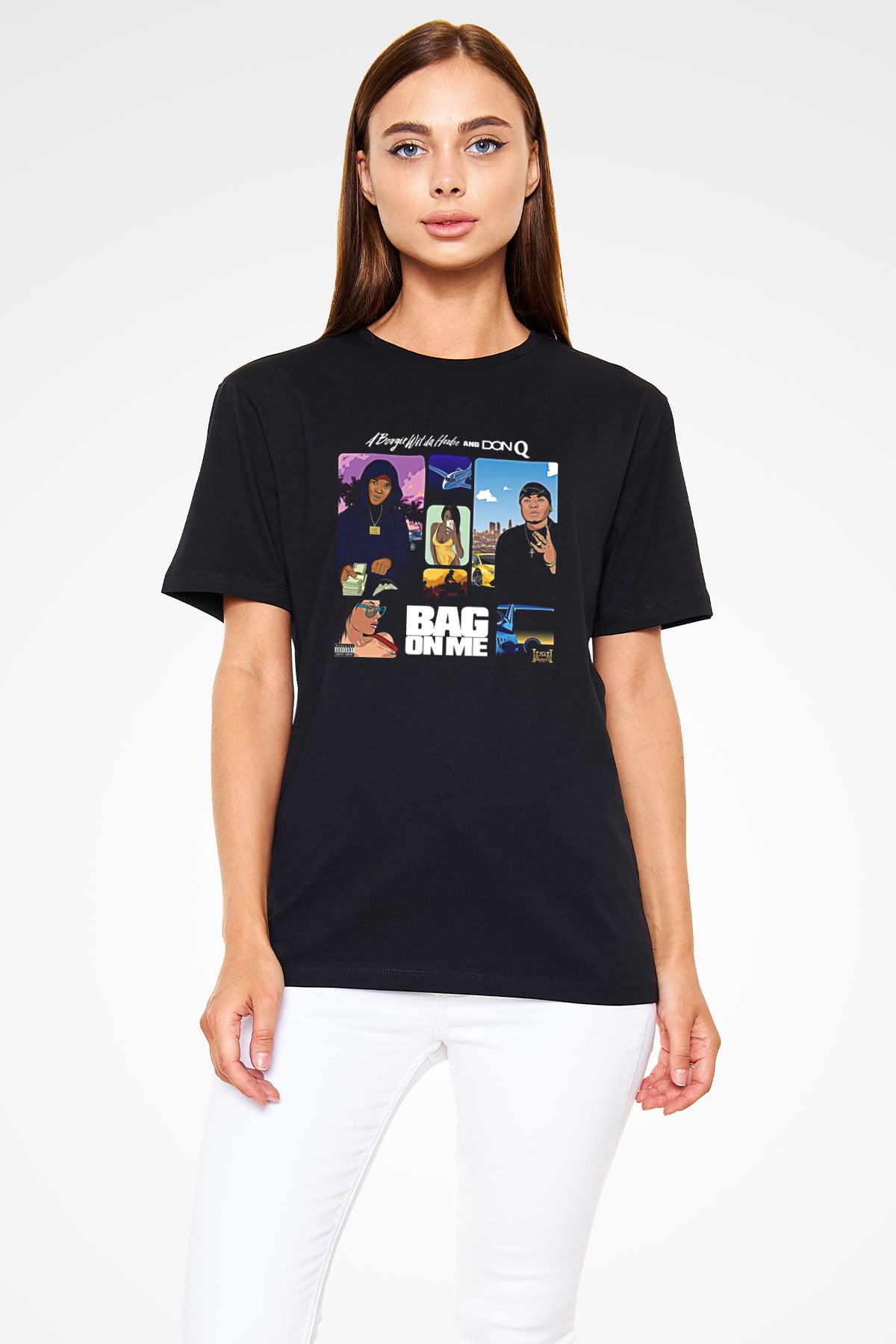 A Boosie Wit Da Hoodie Baskılı Unisex Siyah Tişört - Tshirt