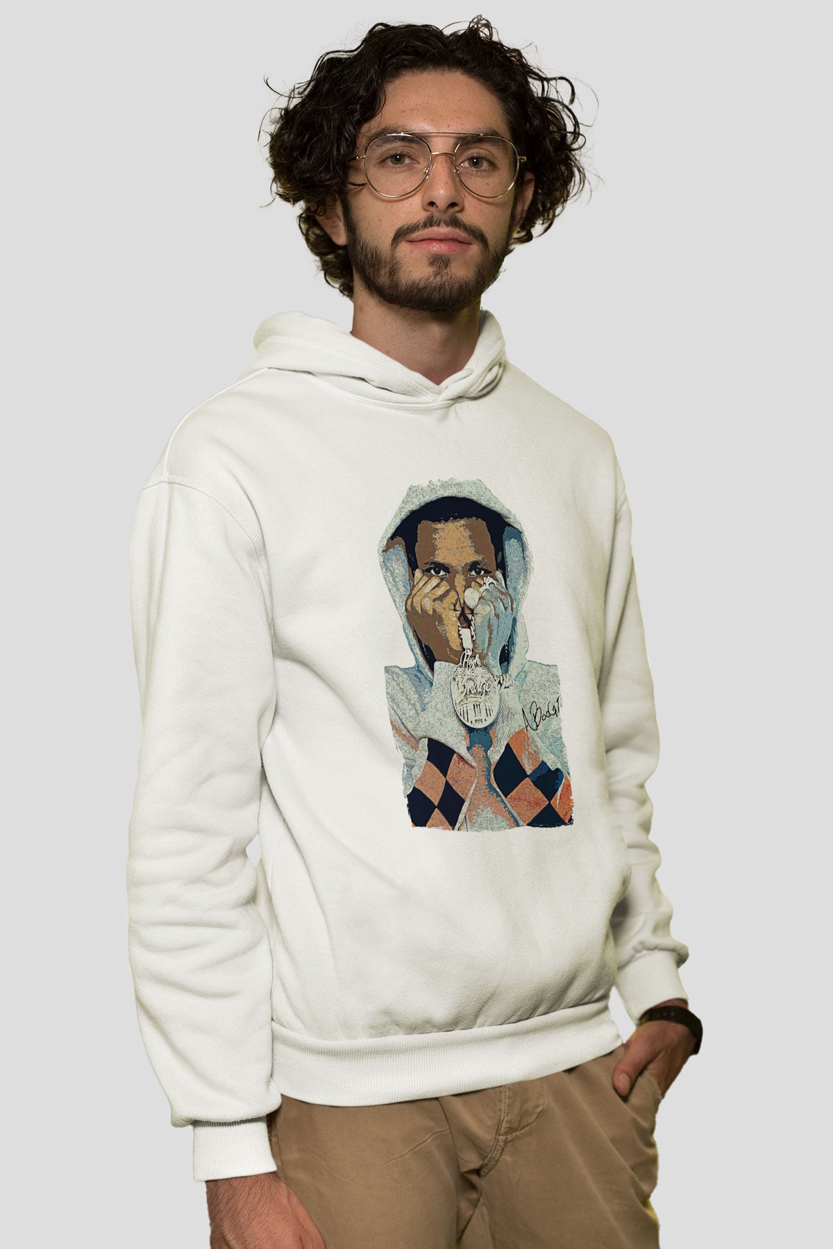 A Boosie Wit Da Kapüşonlu Sweatshirt Baskılı Beyaz Unisex Kapüşonlu Sweatshirt