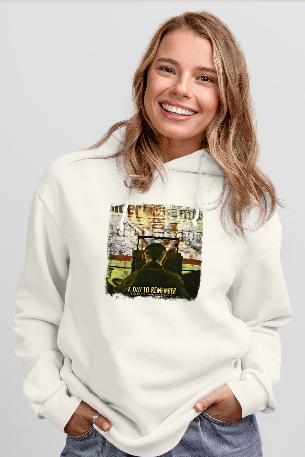 A Day to remember Baskılı Unisex Beyaz Hoodie