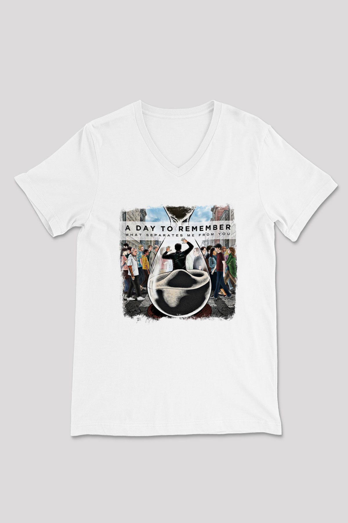 A Day to remember Baskılı Unisex Beyaz V Yaka Tişört