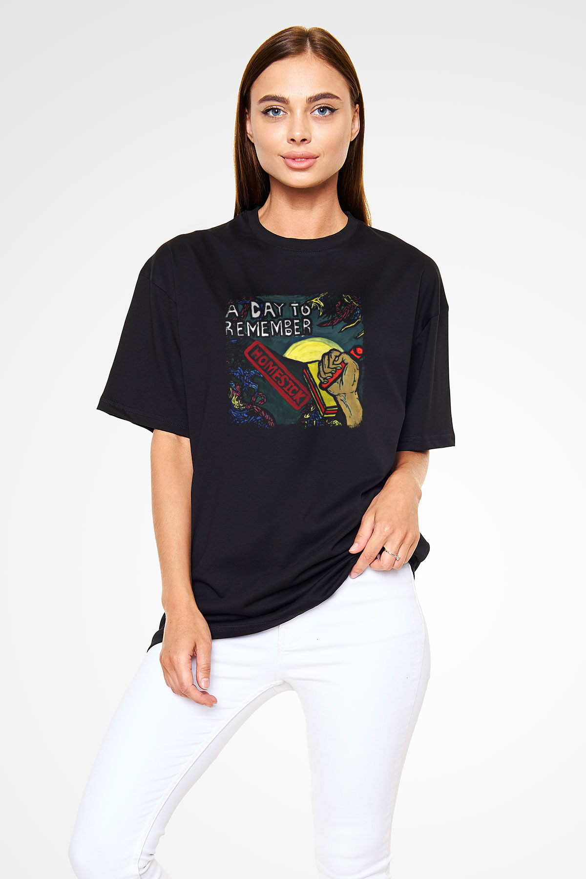 A Day to remember Baskılı Unisex Siyah Oversize Tişört