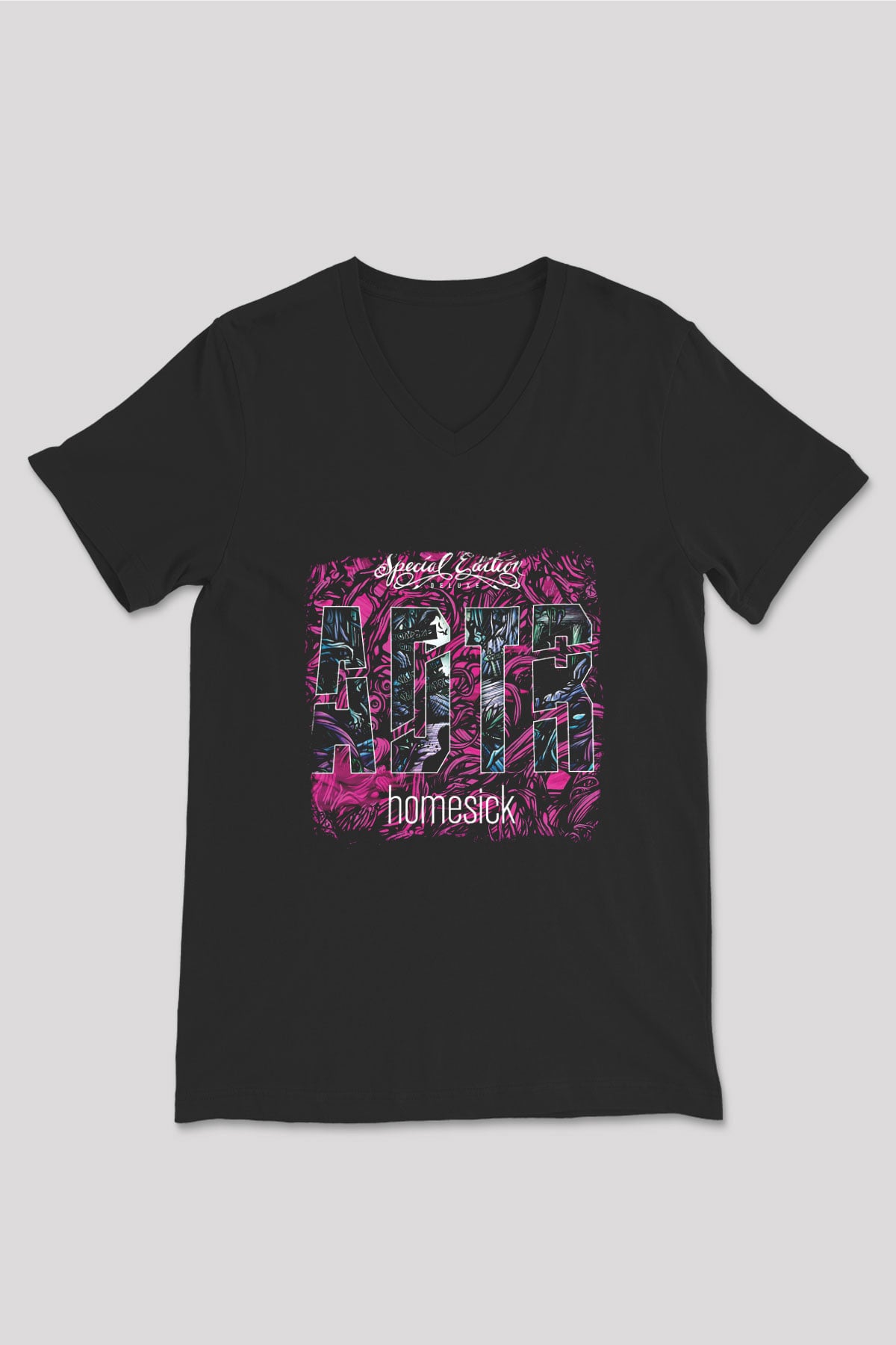 A Day to remember Baskılı Unisex Siyah V Yaka Tişört