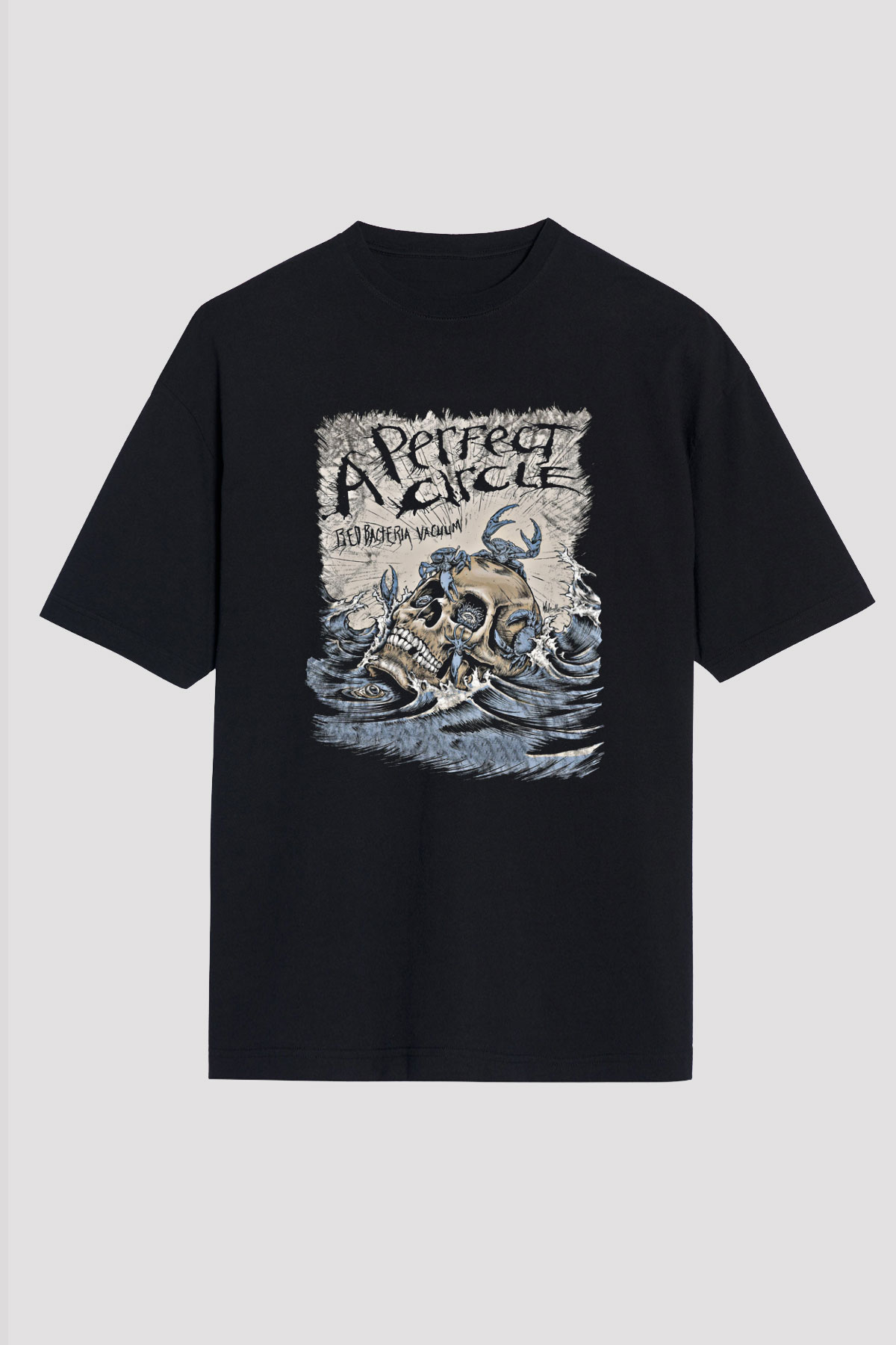 A Perfect Circle Baskılı Unisex Siyah Oversize Tişört