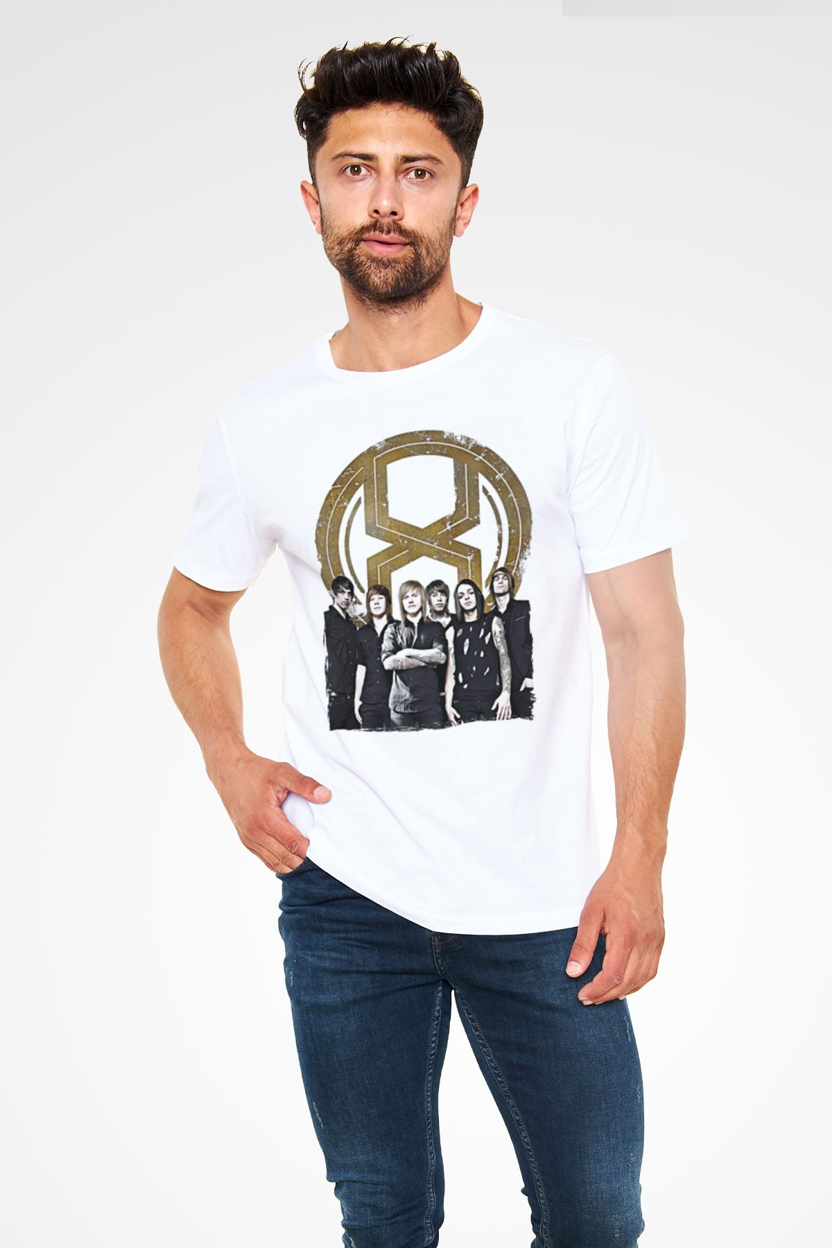 A Skylit Drive Baskılı Unisex Beyaz Tişört - Tshirt